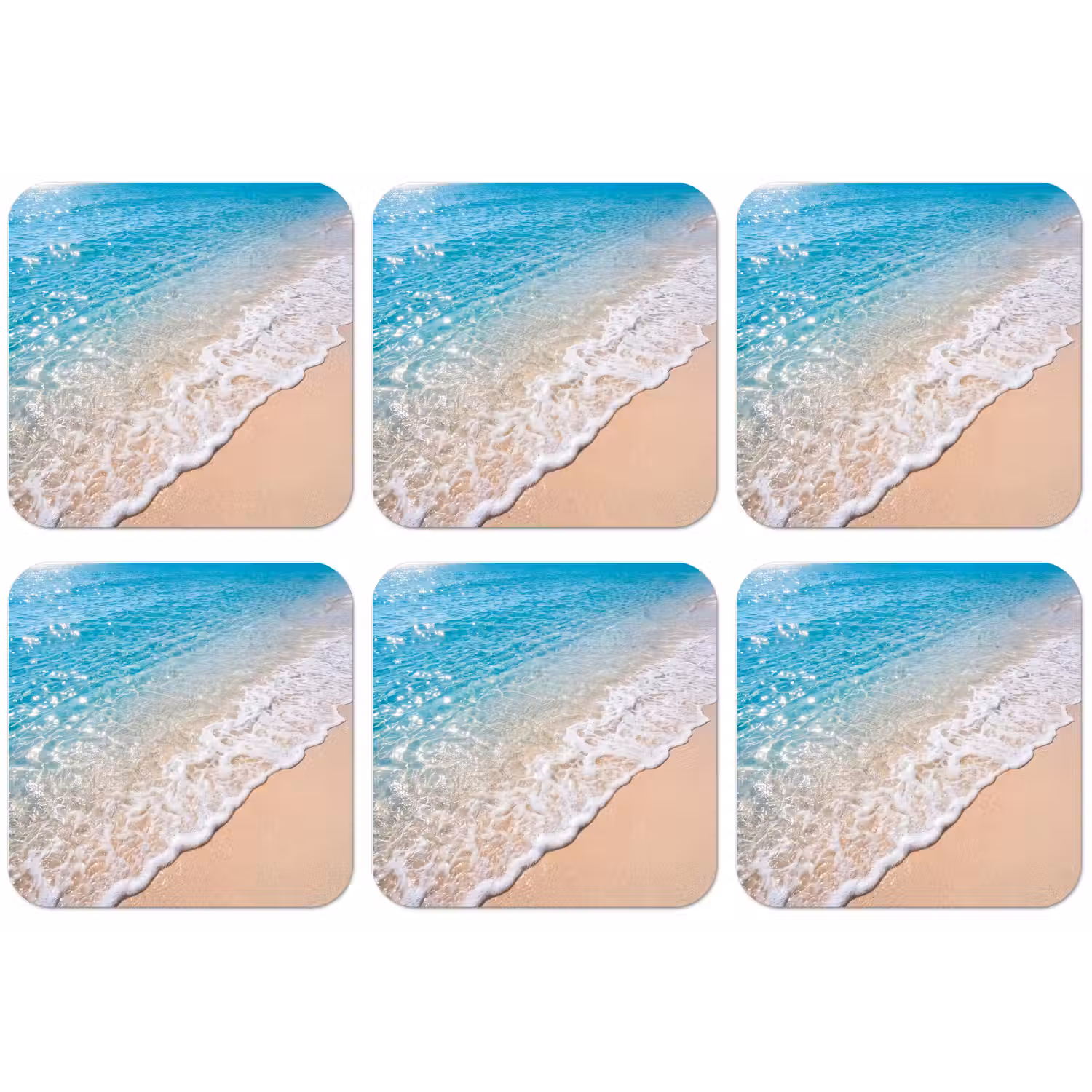Strand - Water - Natuur - Blauw - Beige onderzetter kurk middel -zkaufland3dotto