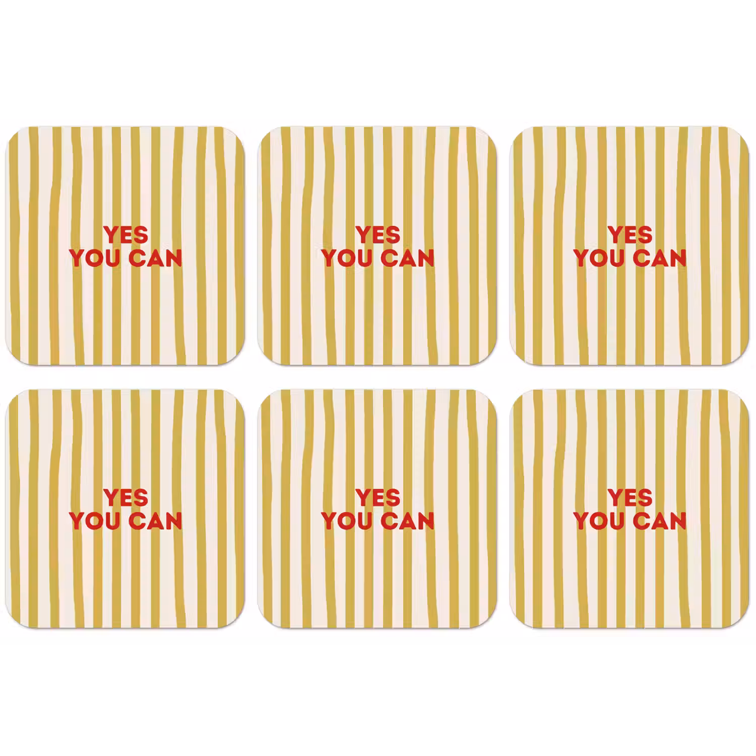 Strepen - Abstract - Yes you can - Rood onderzetter kurk middel -zkaufland3dotto