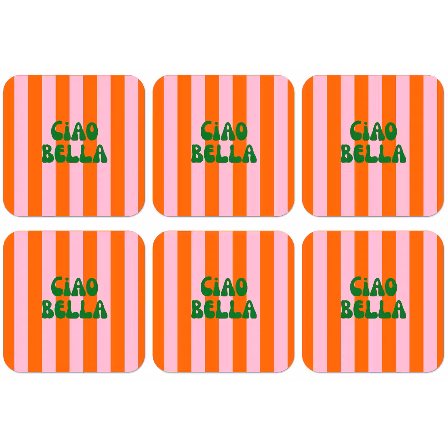 Strepen - Oranje - Verticaal - Ciao bella onderzetter kurk middel -zkaufland3dotto