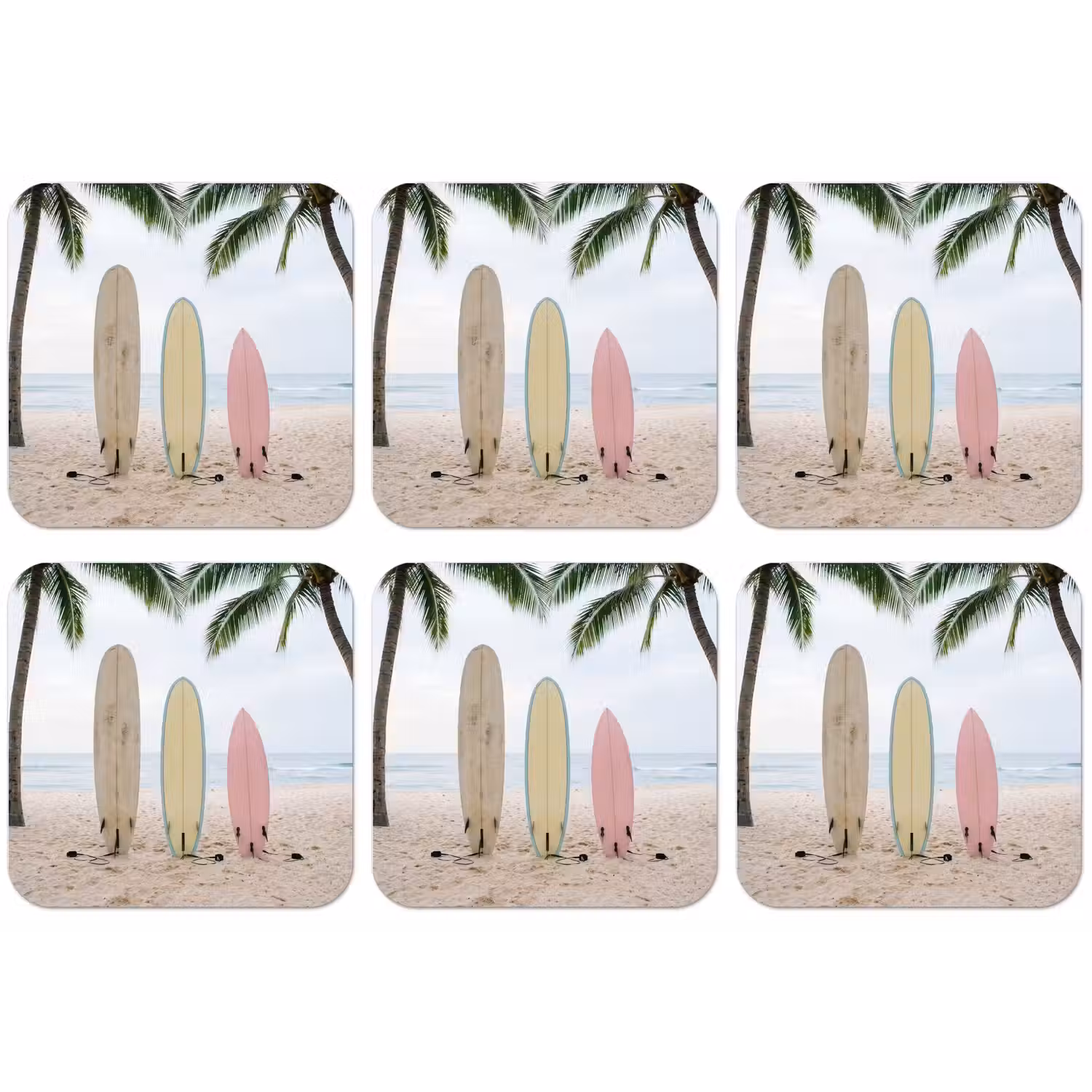 Surfboard - Palmbomen - Kleurrijk onderzetter kurk middel -zkaufland3dotto