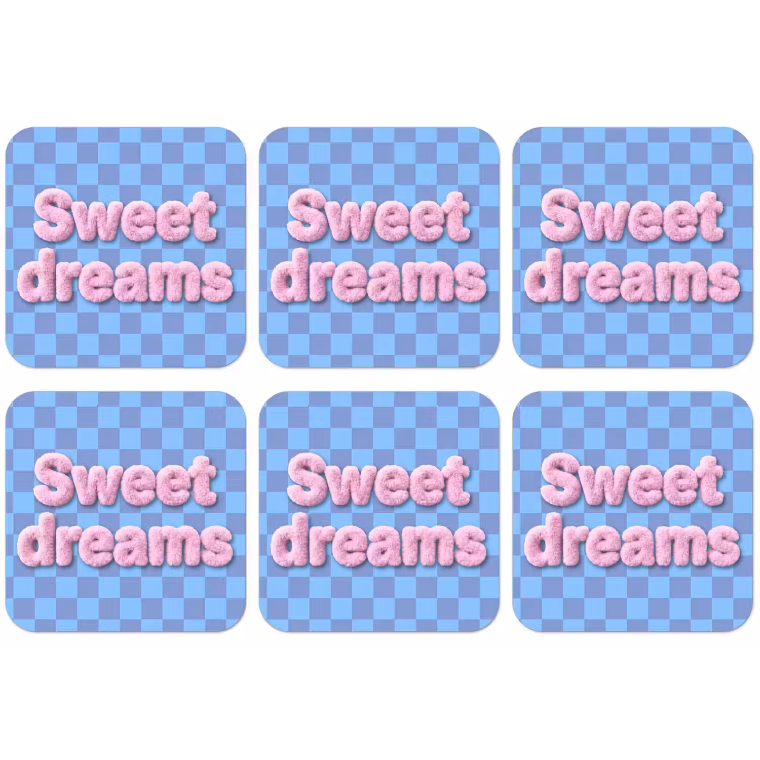 Sweet dreams - Vierkanten - Roze - Blauw onderzetter kurk middel -zkaufland3dotto