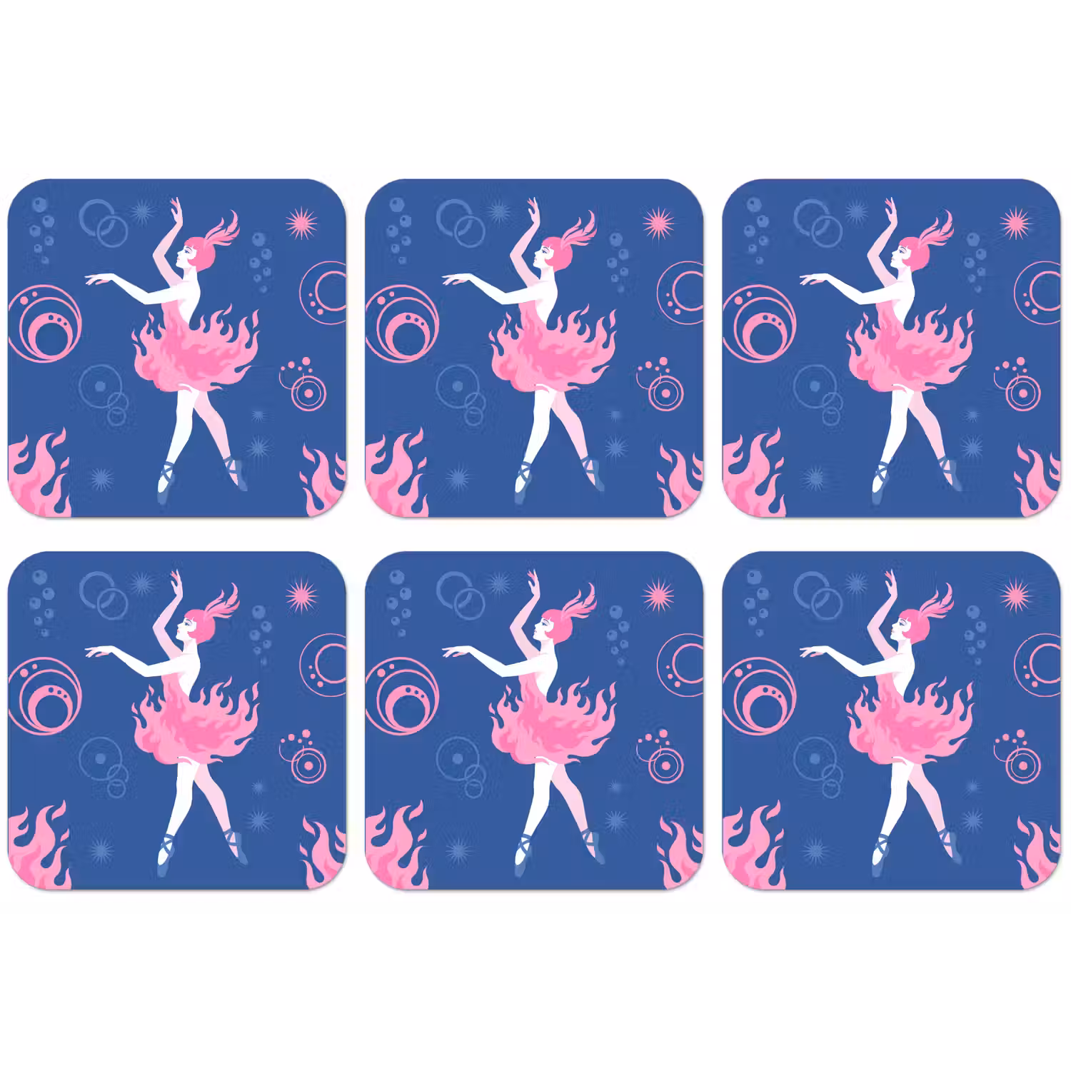 Danseres - Vlammenrok - Abstract - Roze - Blauw onderzetter kurk middel -zkaufland3dotto