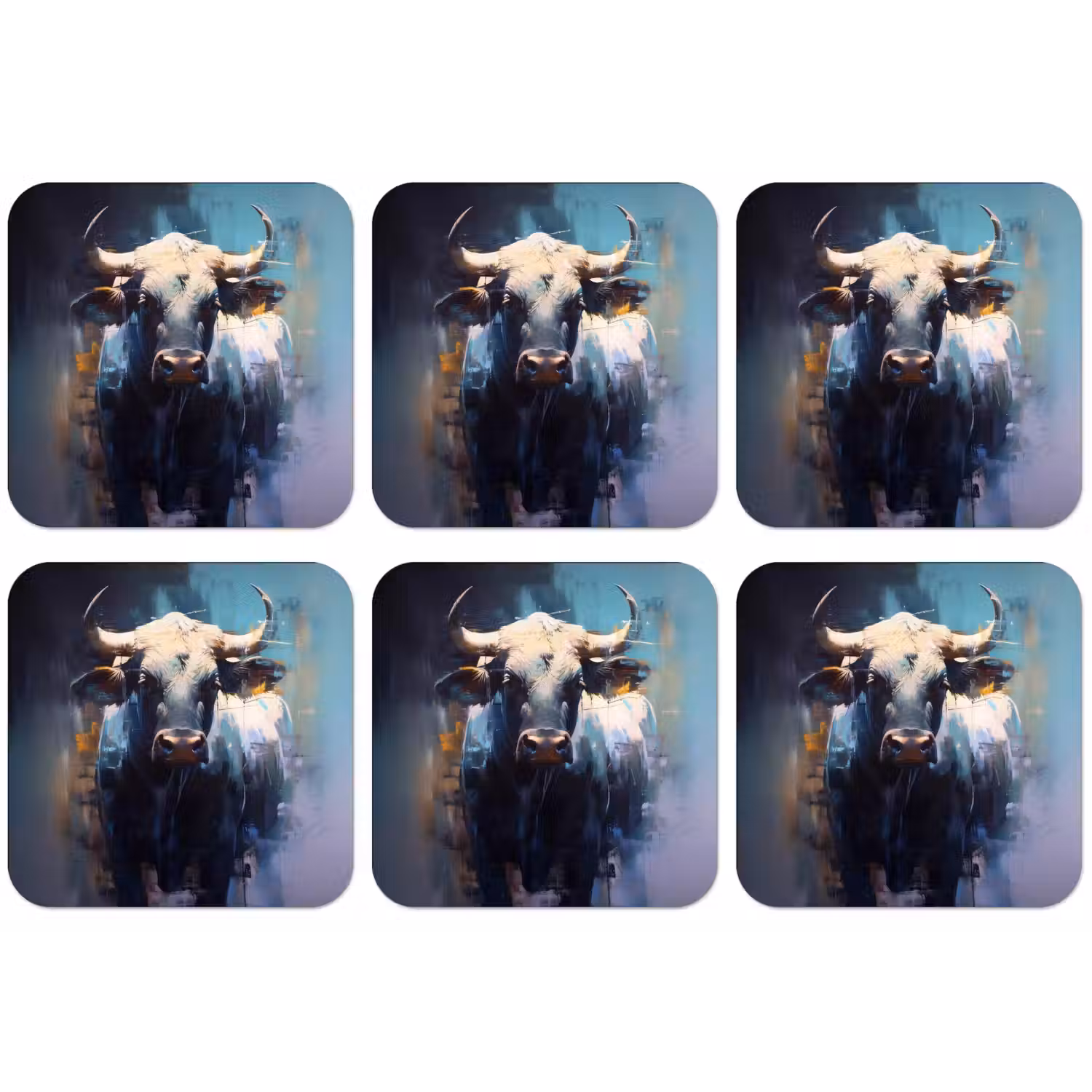 Stier - Zwart - Abstract - Horens onderzetter kurk middel -zkaufland3dotto