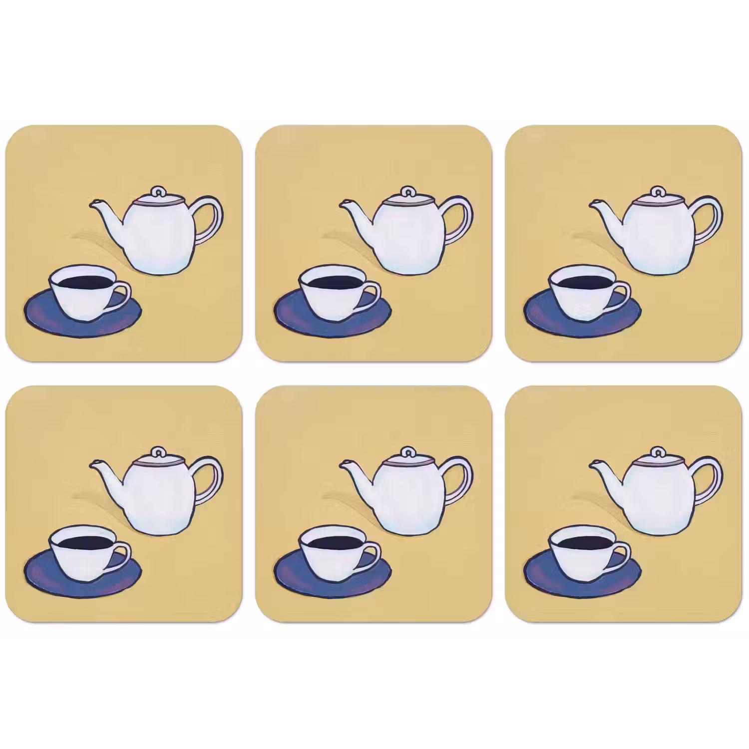 Theepot - Kopje - Beige - Illustratie onderzetter kurk middel -zkaufland3dotto