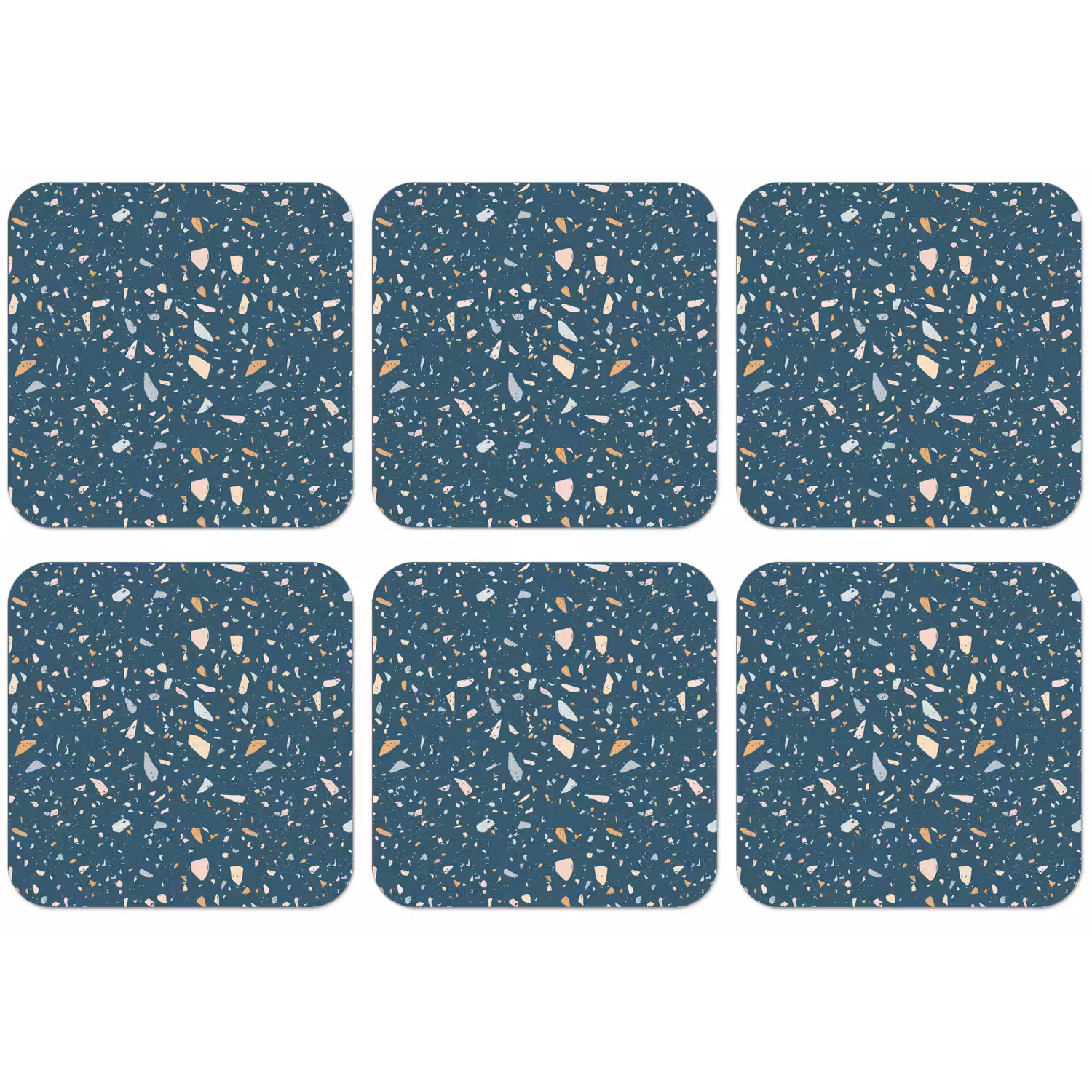 Terrazzo - Patroon - Kleurrijk - Diep blauw onderzetter kurk middel 366 -zkaufland3dotto