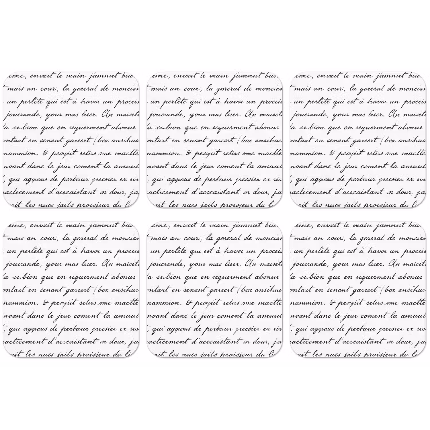 Tekst - Handschrift - Klassiek - ZwartWit onderzetter kurk middel -zkaufland3dotto