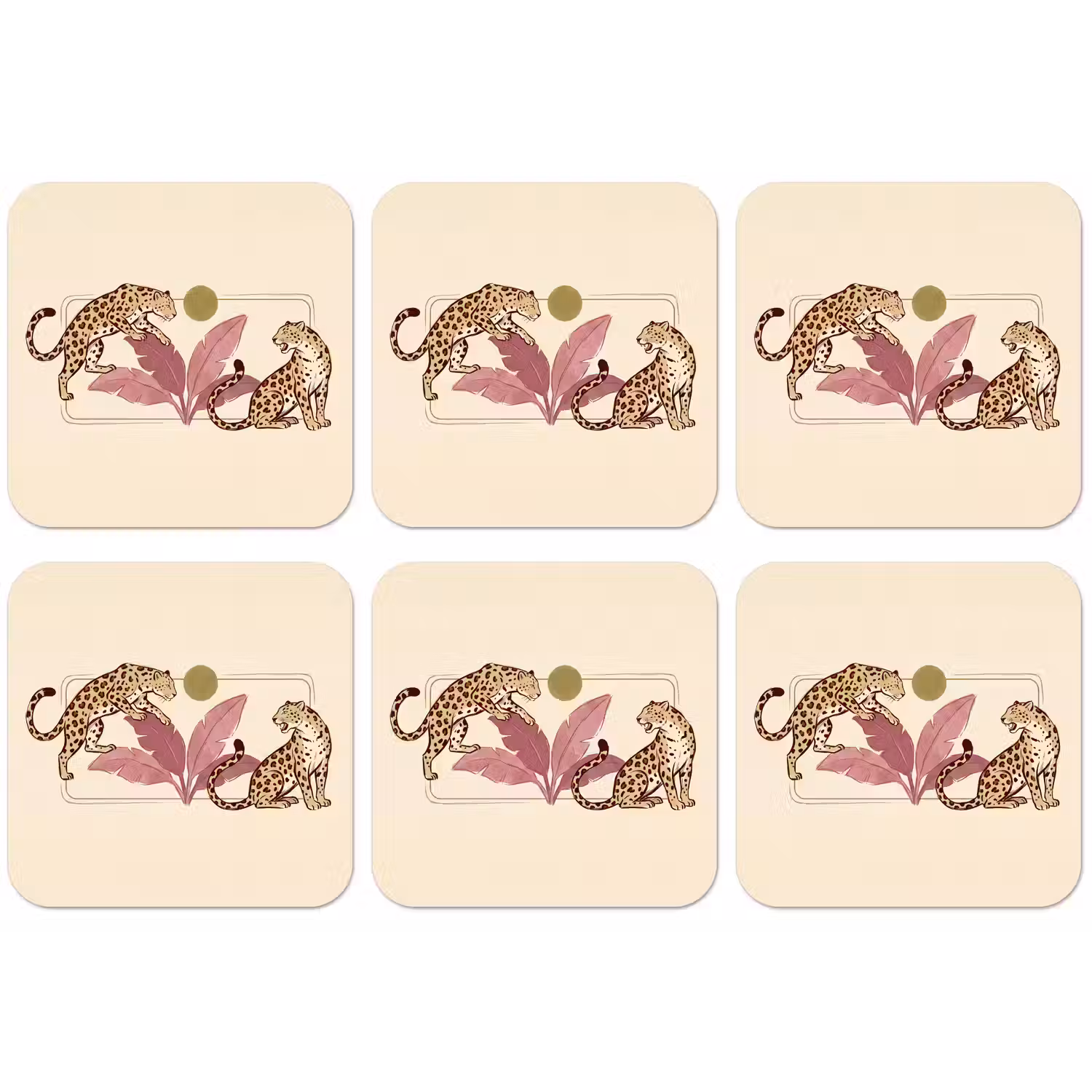 Dieren - Kat - Jungle - Illustratie - Beige onderzetter kurk middel -zkaufland3dotto