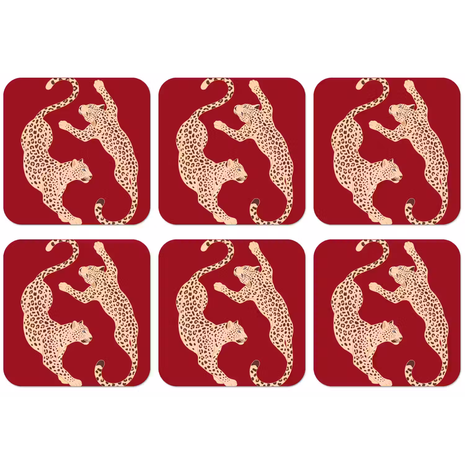Dieren - Luipaard - Abstract - Rood - Modern onderzetter kurk middel -zkaufland3dotto