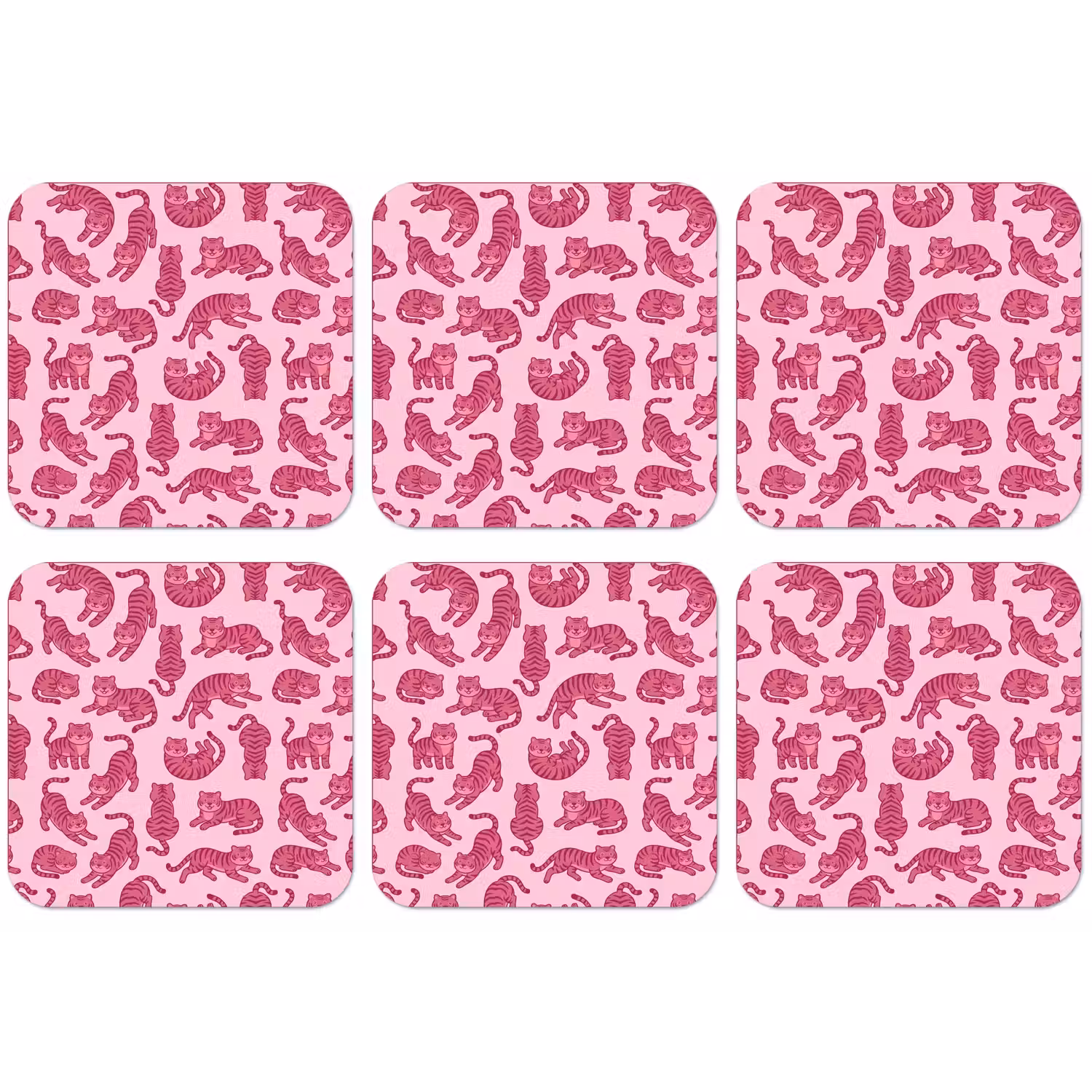Dieren - Patroon - Roze - Speels - Cartoon onderzetter kurk middel -zkaufland3dotto