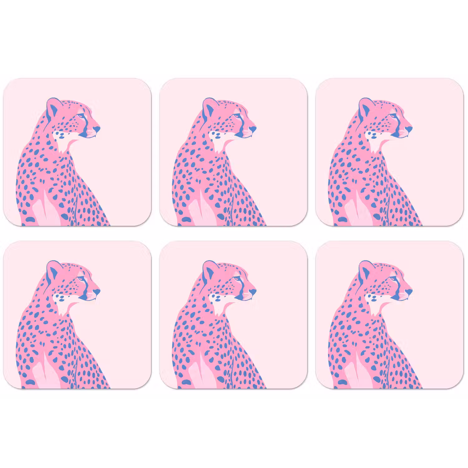 Dieren - Profiel - Abstract - Roze - Blauw onderzetter kurk middel -zkaufland3dotto