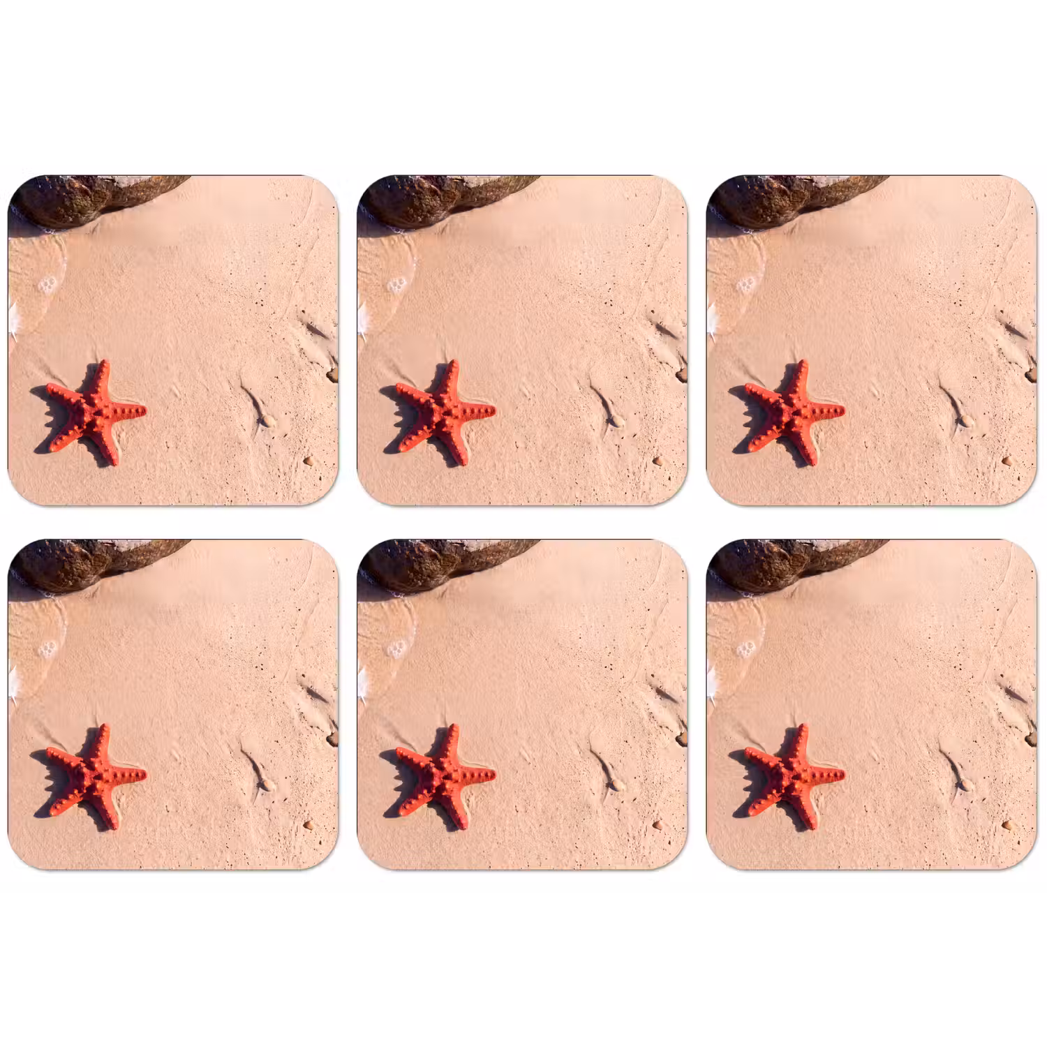 Dieren - Strand - Zee - Natuur - Rood onderzetter kurk middel -zkaufland3dotto