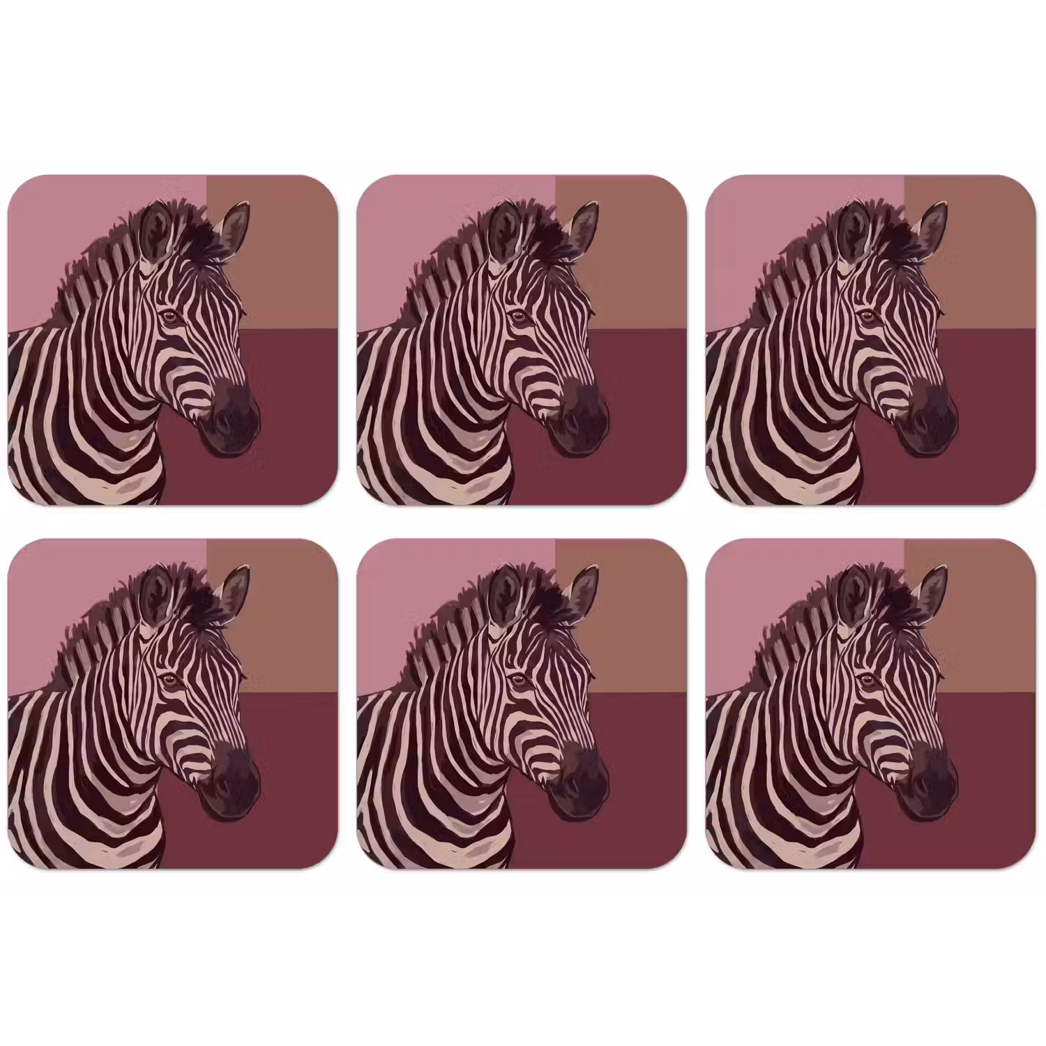 Dieren - Zebrahoofd - Wildlife - Modern - Bruin onderzetter kurk middel -zkaufland3dotto