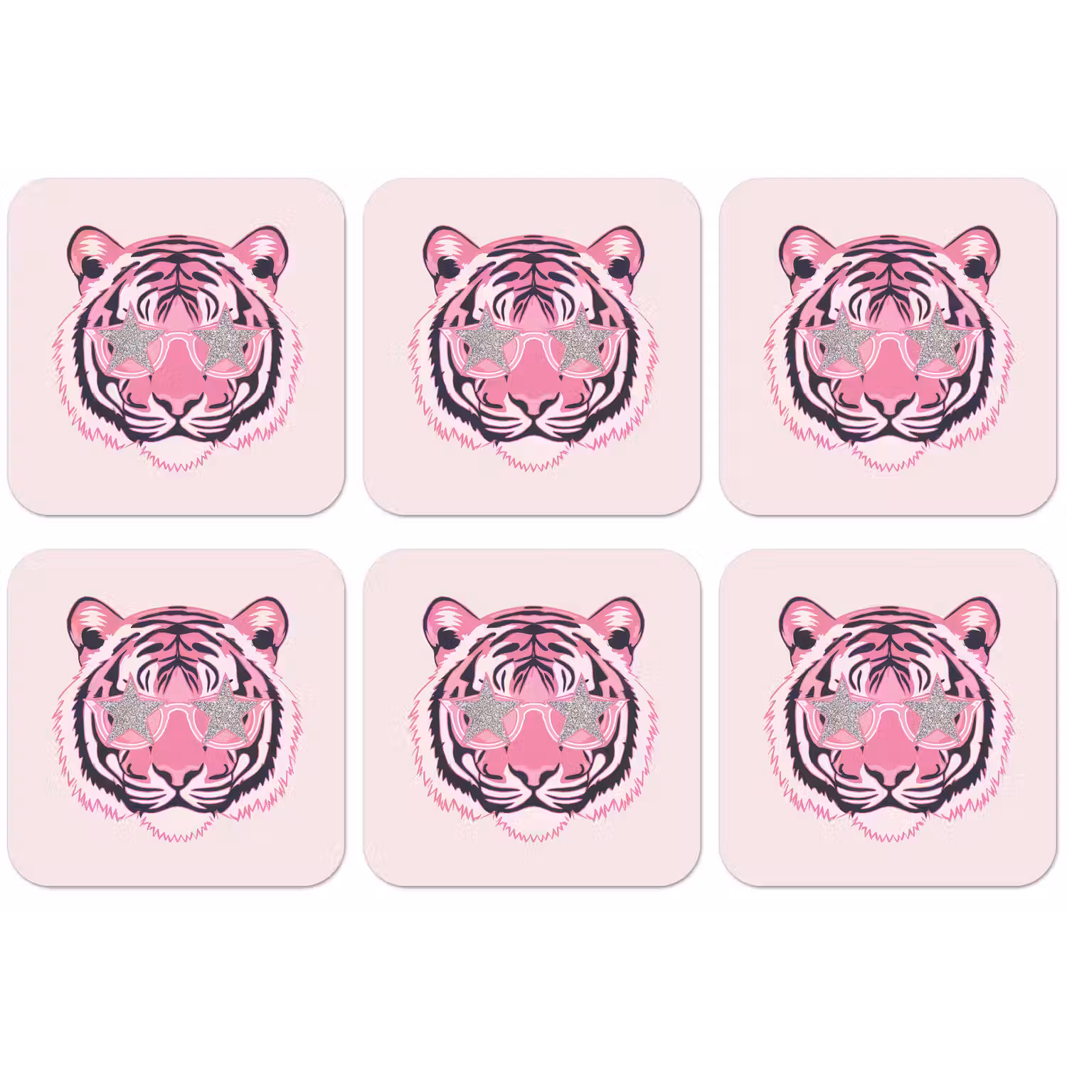 Tijger - Glitterzonnebril - Roze onderzetter kurk middel -zkaufland3dotto