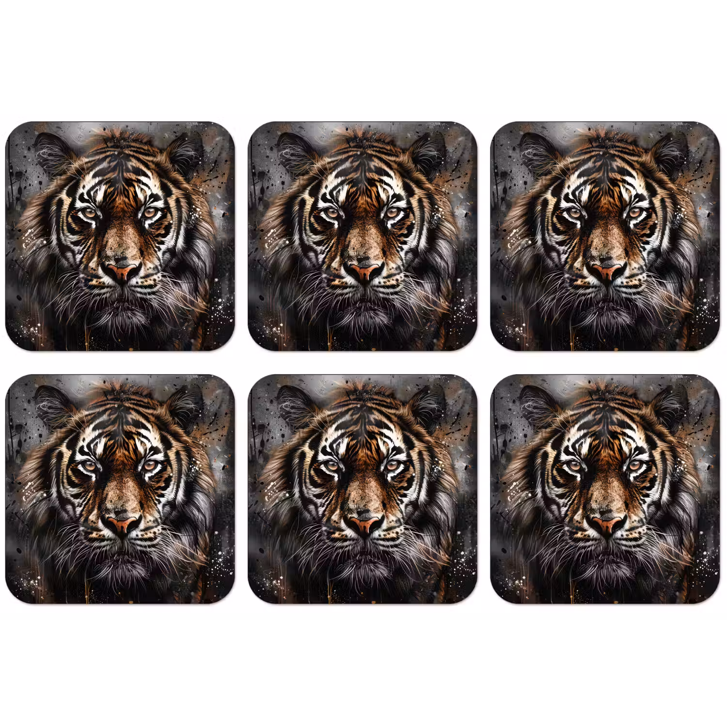 Tijger - Dieren - Portret - Luxe - Zwart onderzetter kurk middel -zkaufland3dotto