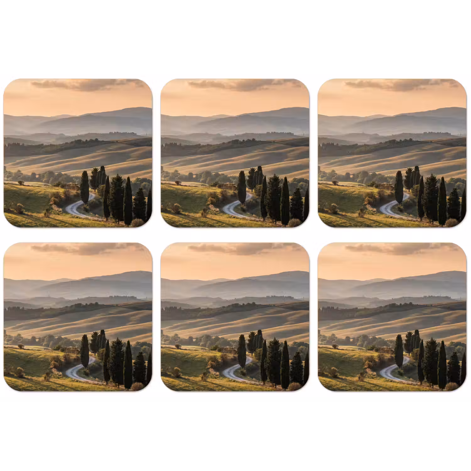 Toscaans - Landschap - Heuvels onderzetter kurk middel -zkaufland3dotto