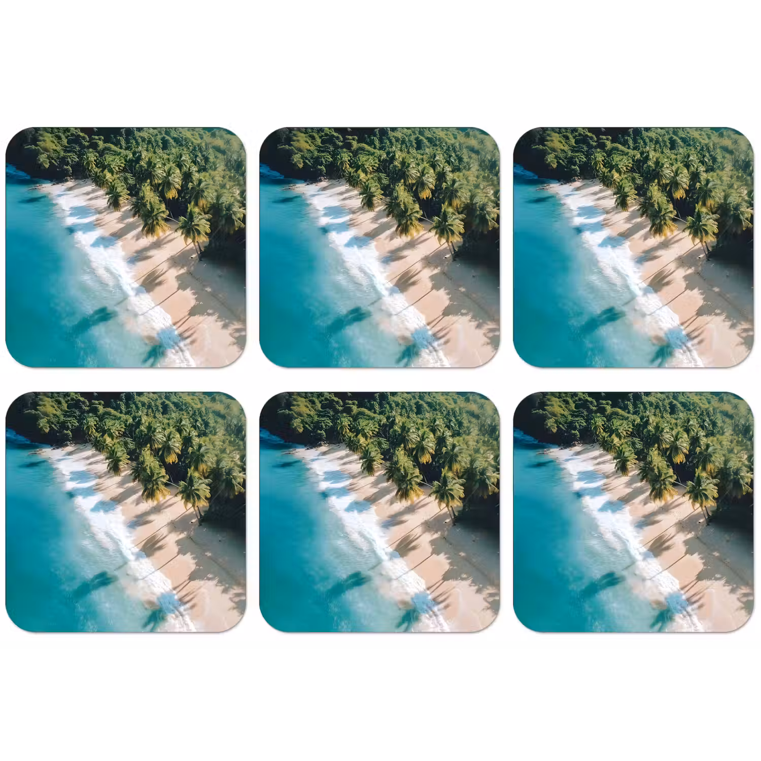Tropisch - Strand - Water - Palmbomen onderzetter kurk middel -zkaufland3dotto