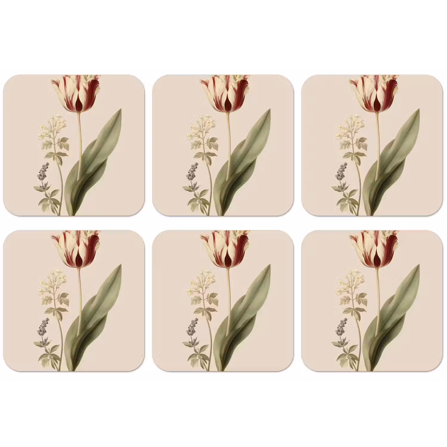 Tulp - Minimalistisch - Beige onderzetter kurk middel -zkaufland3dotto