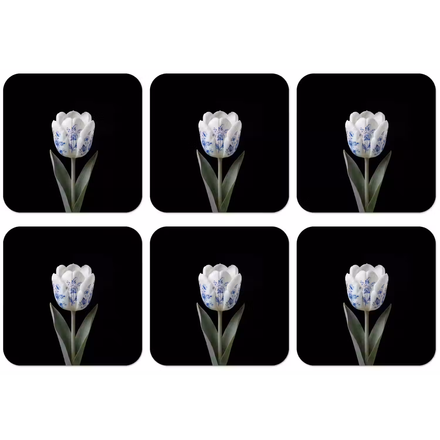 Tulp - Patroon - Blauw onderzetter kurk middel -zkaufland3dotto