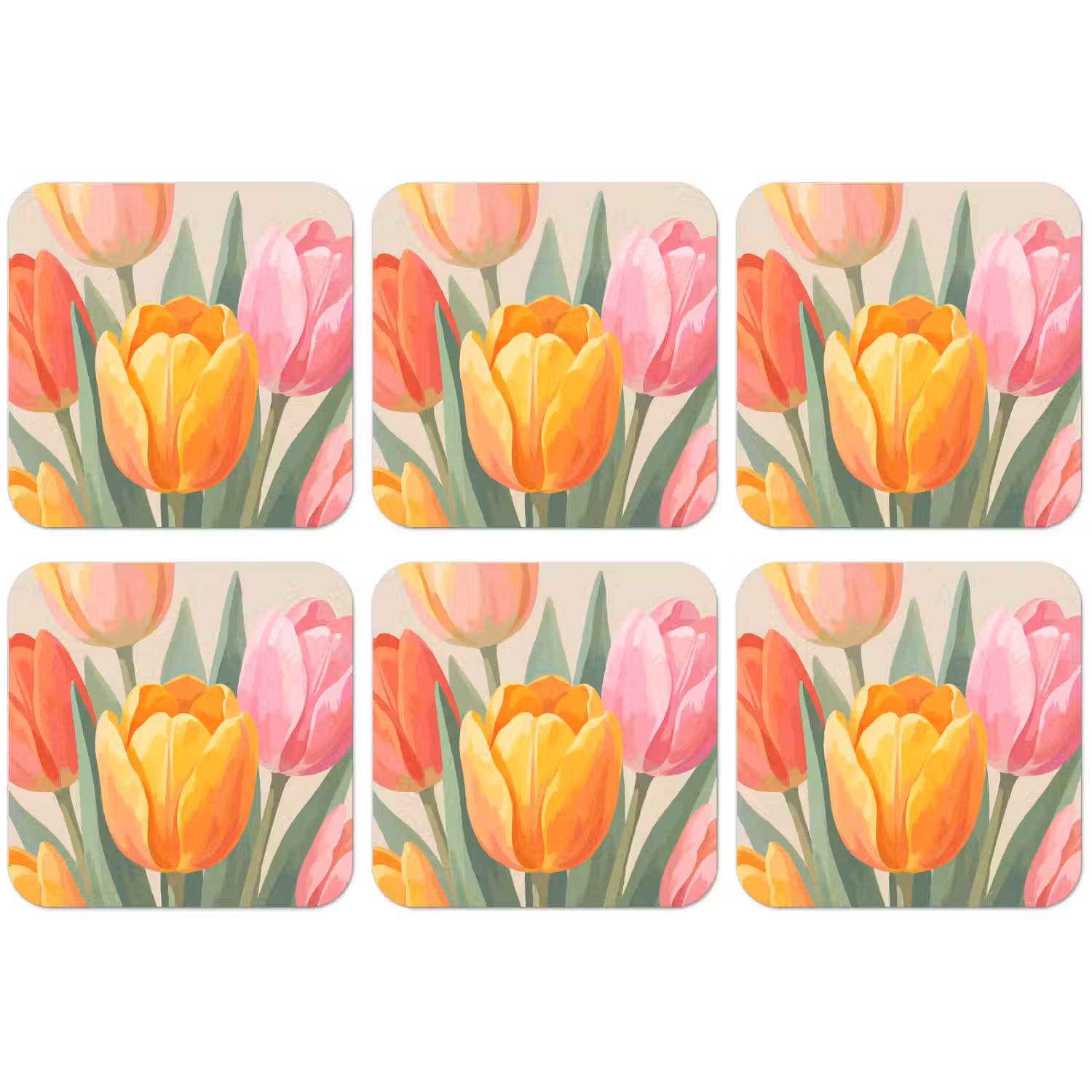 Tulpen - Abstract - Kleurrijk onderzetter kurk middel -zkaufland3dotto