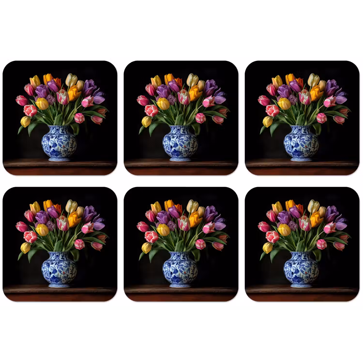Tulpen - Kleuren - Hout - Vaas onderzetter kurk middel -zkaufland3dotto