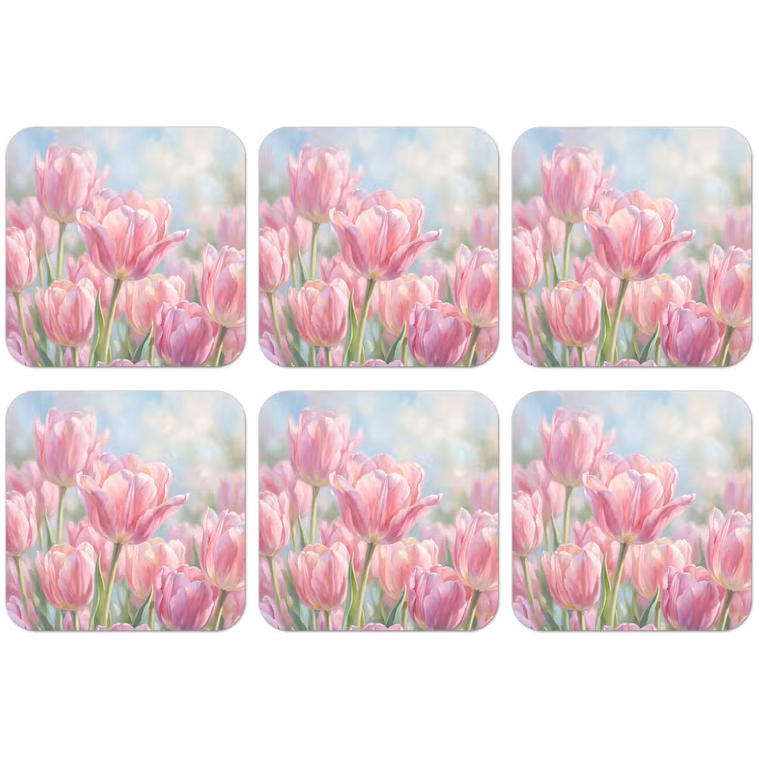 Tulpen - Veld - Lente - Roze onderzetter kurk middel -zkaufland3dotto
