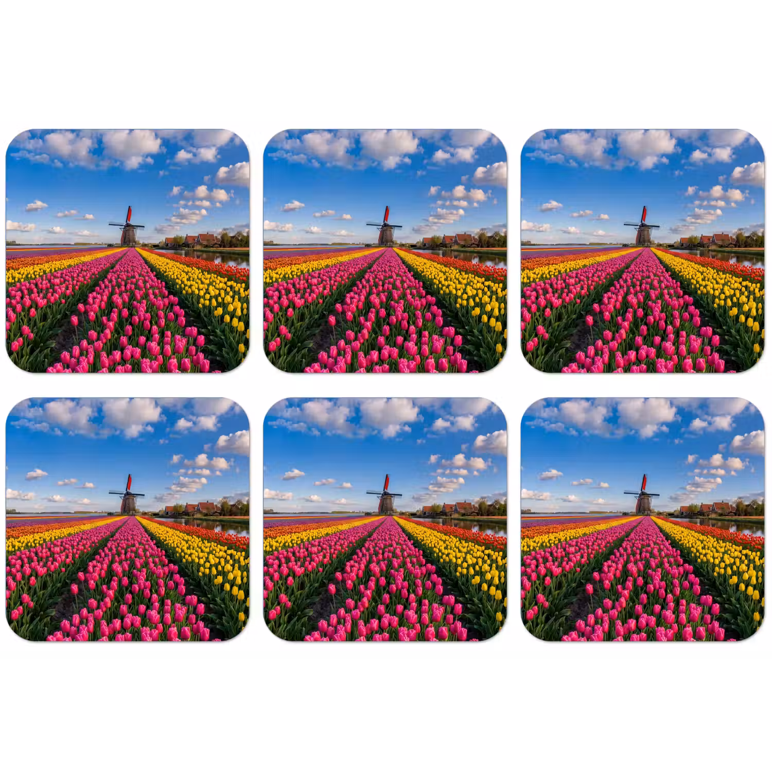 Tulpen - Holland - Molen - Kleurrijk onderzetter kurk middel -zkaufland3dotto