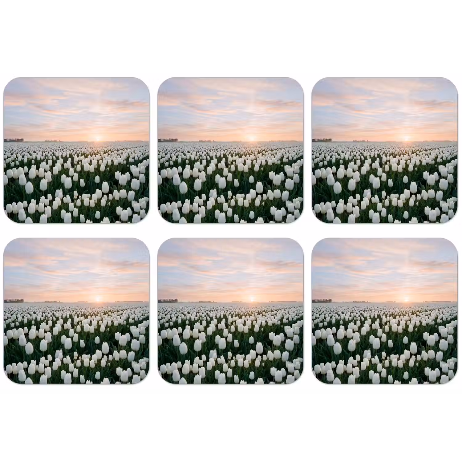 Tulpen - Landschap - Wit onderzetter kurk middel -zkaufland3dotto