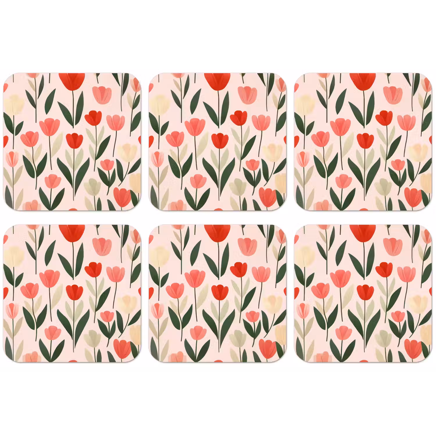 Tulpen - Modern - Roze onderzetter kurk middel -zkaufland3dotto