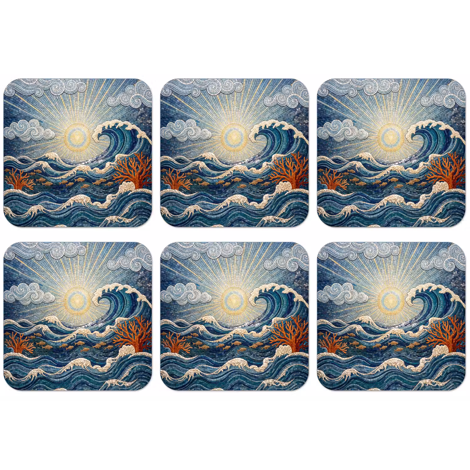 Onderwater - Koraal - Vis - Natuur - Kunst onderzetter kurk middel -zkaufland3dotto