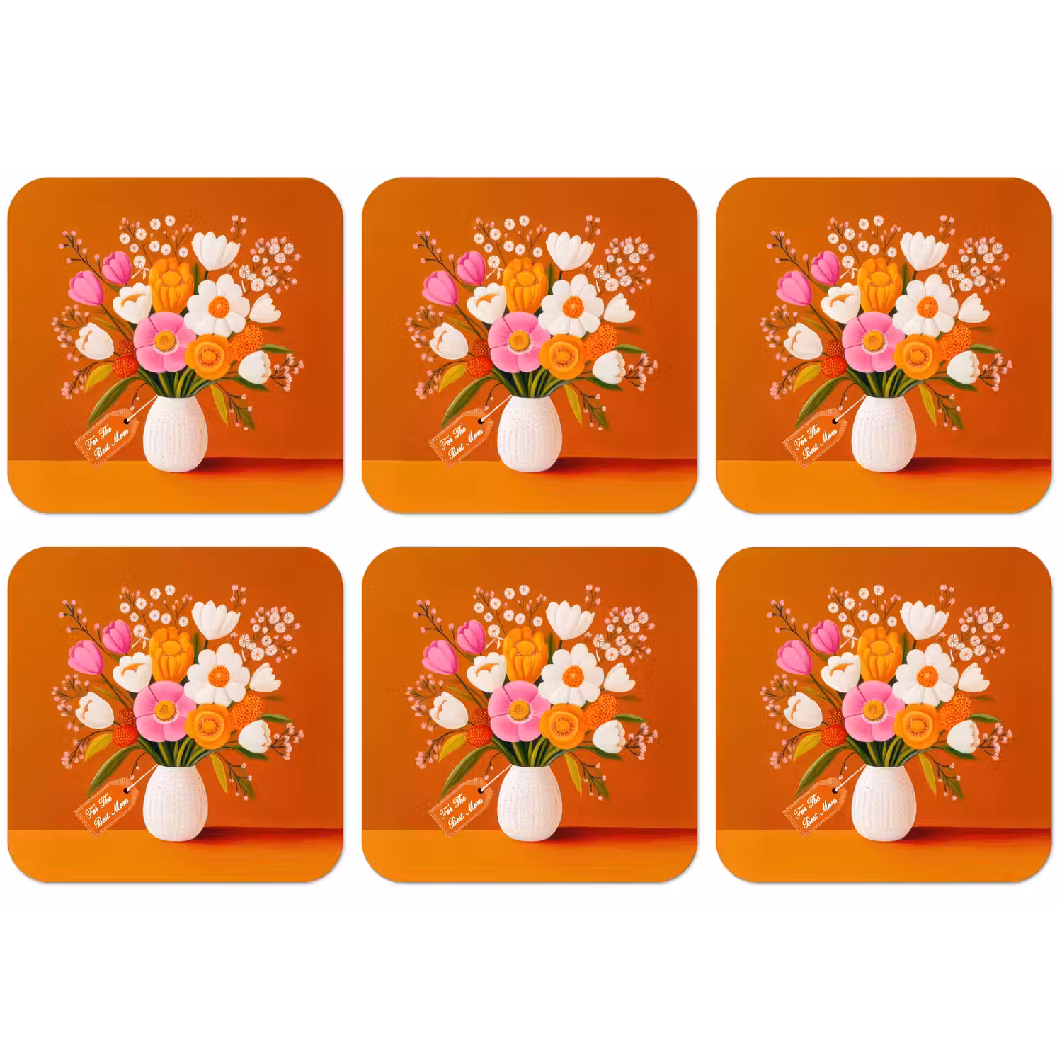 Vaas - Bloemen - Oranje onderzetter kurk middel -zkaufland3dotto