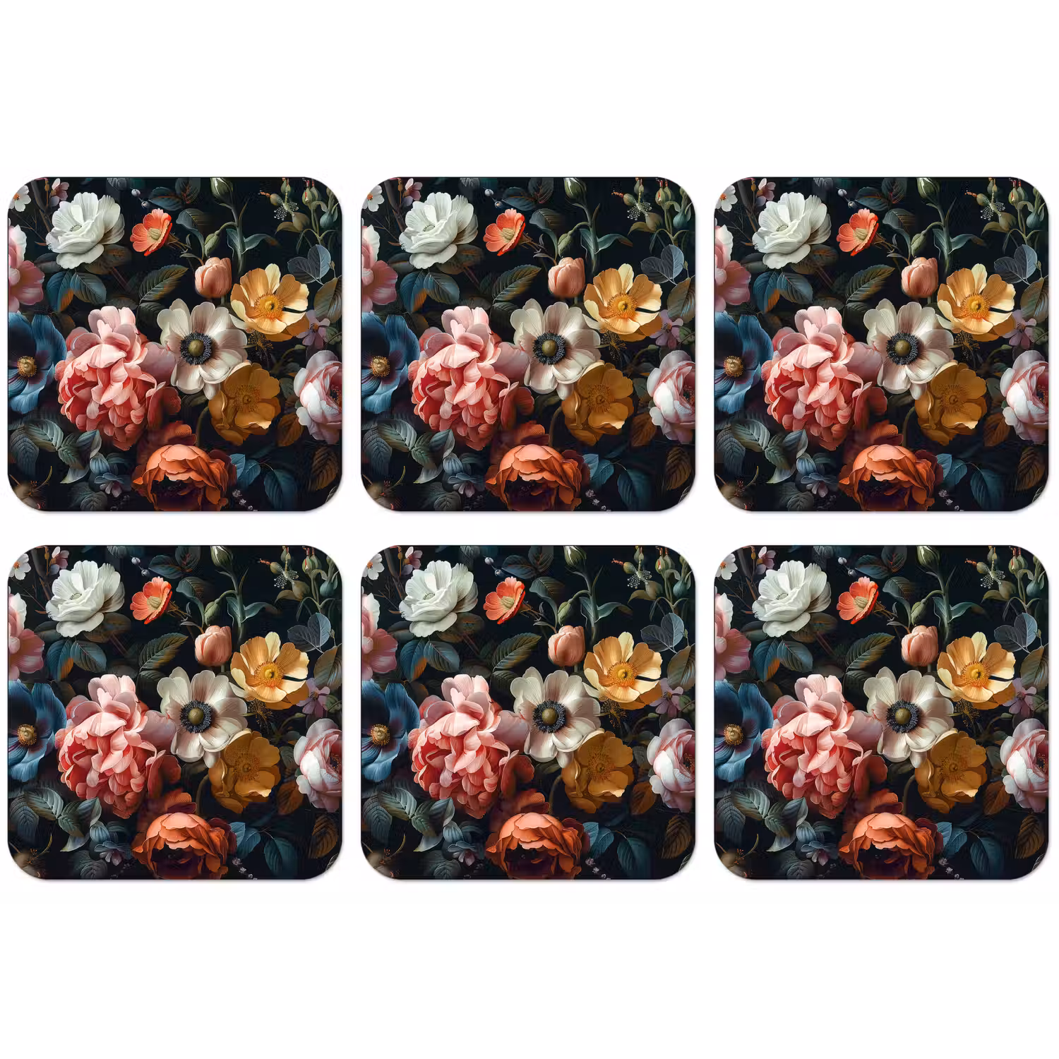 Vintage - Kleurrijk - Bloemen - Modern onderzetter kurk middel -zkaufland3dotto
