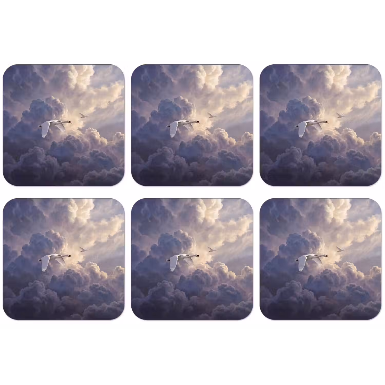 Vogel - Vliegend - Natuur - Wit - Wolken onderzetter kurk middel -zkaufland3dotto