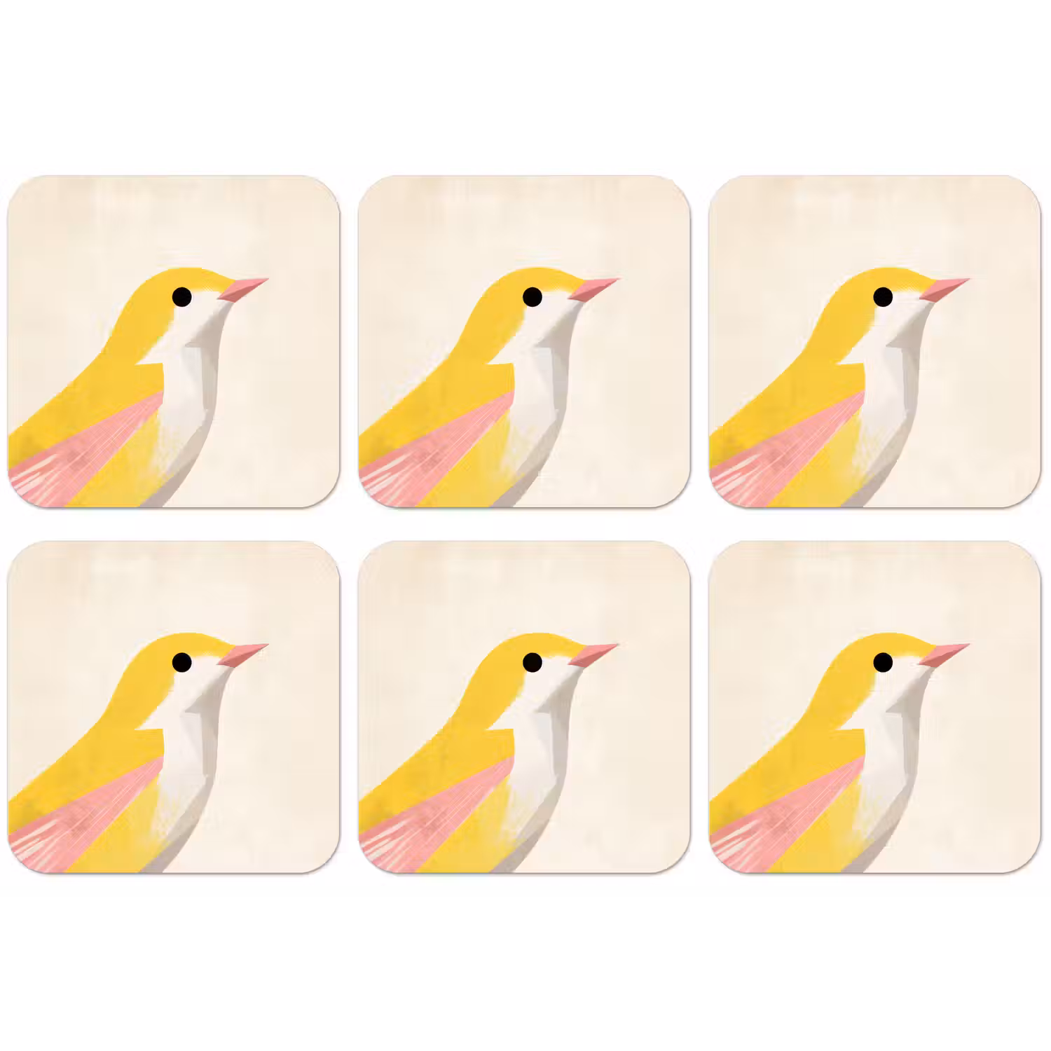 Vogel - Minimalistisch - Geel onderzetter kurk middel -zkaufland3dotto