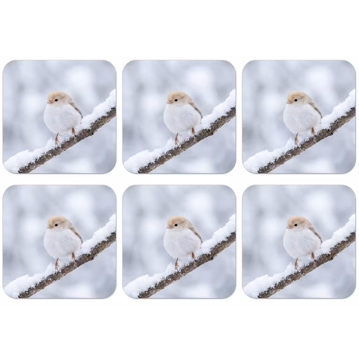 Vogeltje - Sneeuw - Tak - Winter - Zacht onderzetter kurk middel -zkaufland3dotto