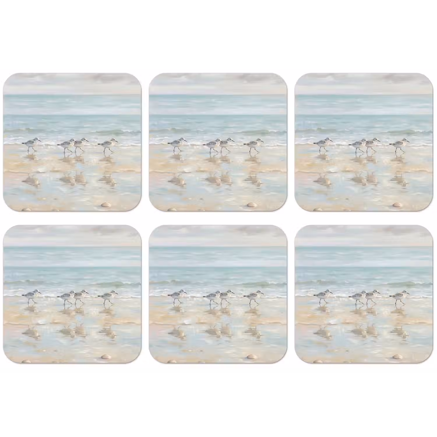 Vogels - Strand - Zee onderzetter kurk middel -zkaufland3dotto