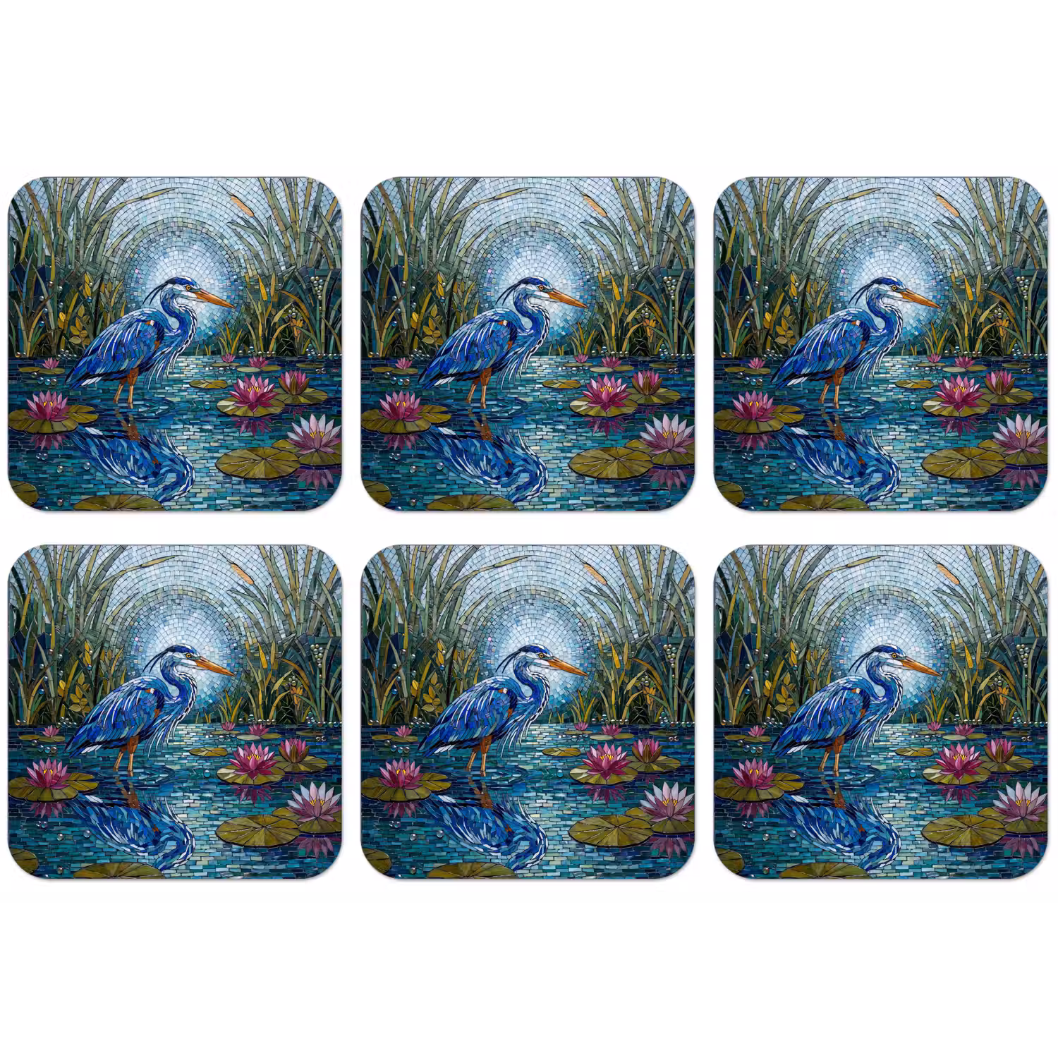 Vogel - Water - Natuur - Abstract - Blauw onderzetter kurk middel -zkaufland3dotto