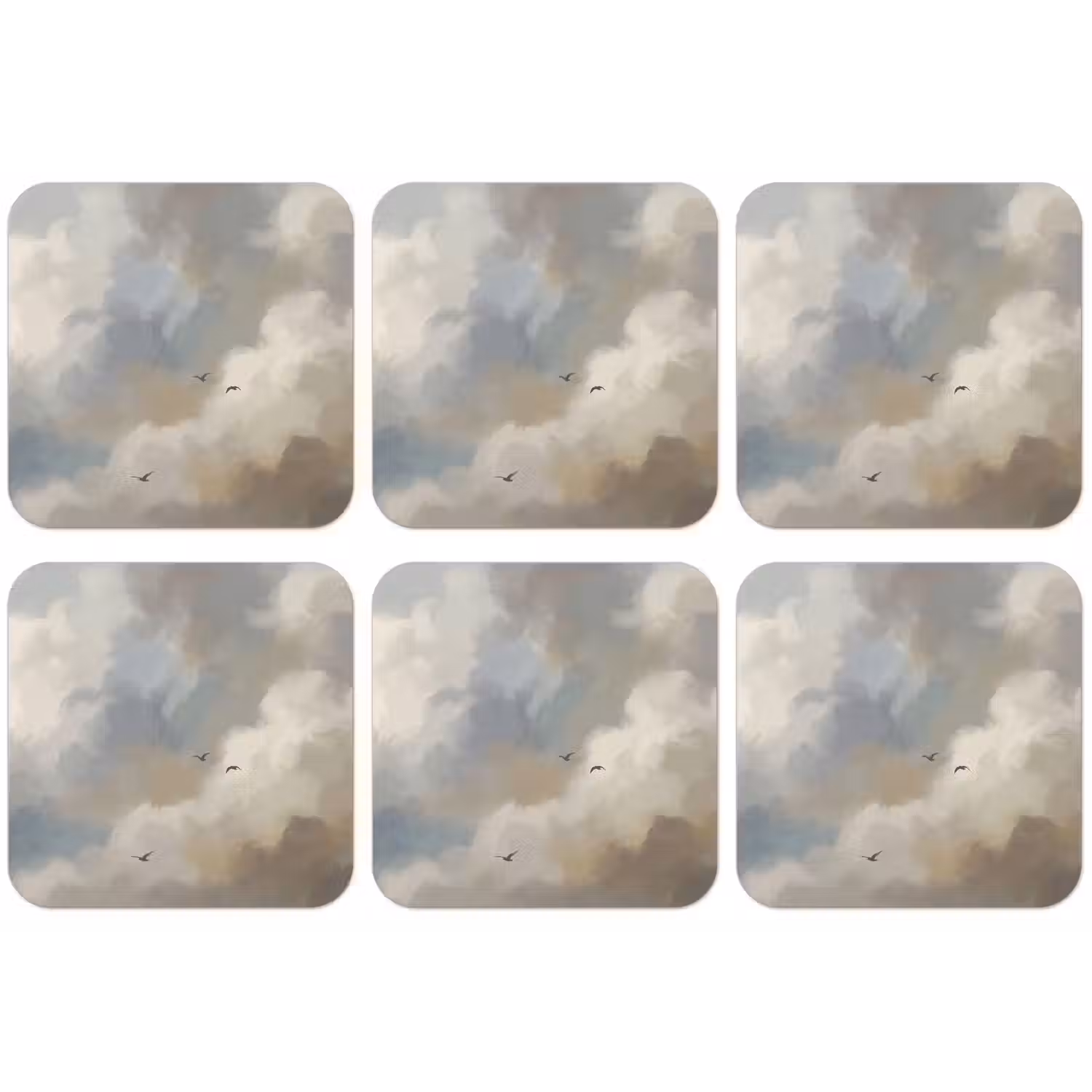 Vogel - Wolken - Natuur - Modern - Grijs onderzetter kurk middel -zkaufland3dotto