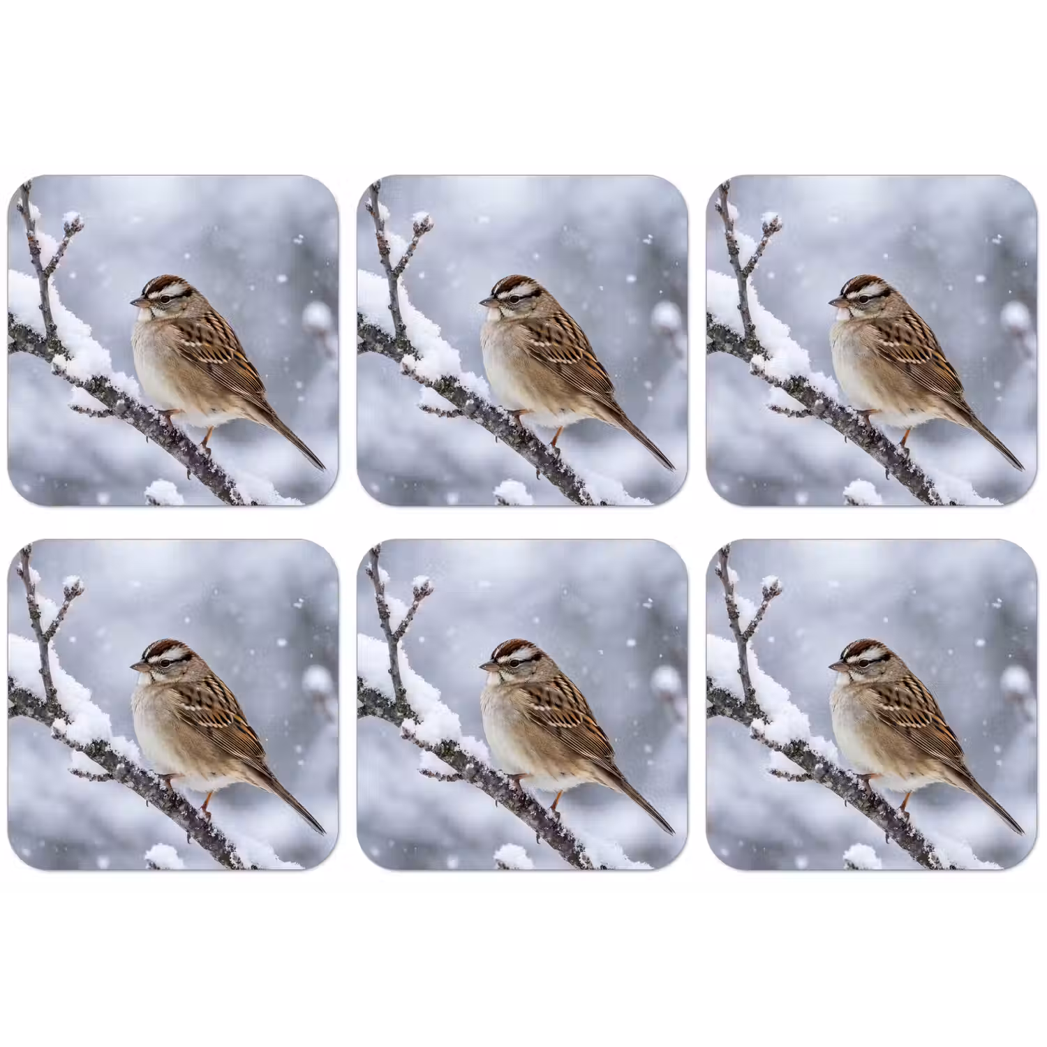 Vogel - Tak - Sneeuw - Winter onderzetter kurk middel -zkaufland3dotto