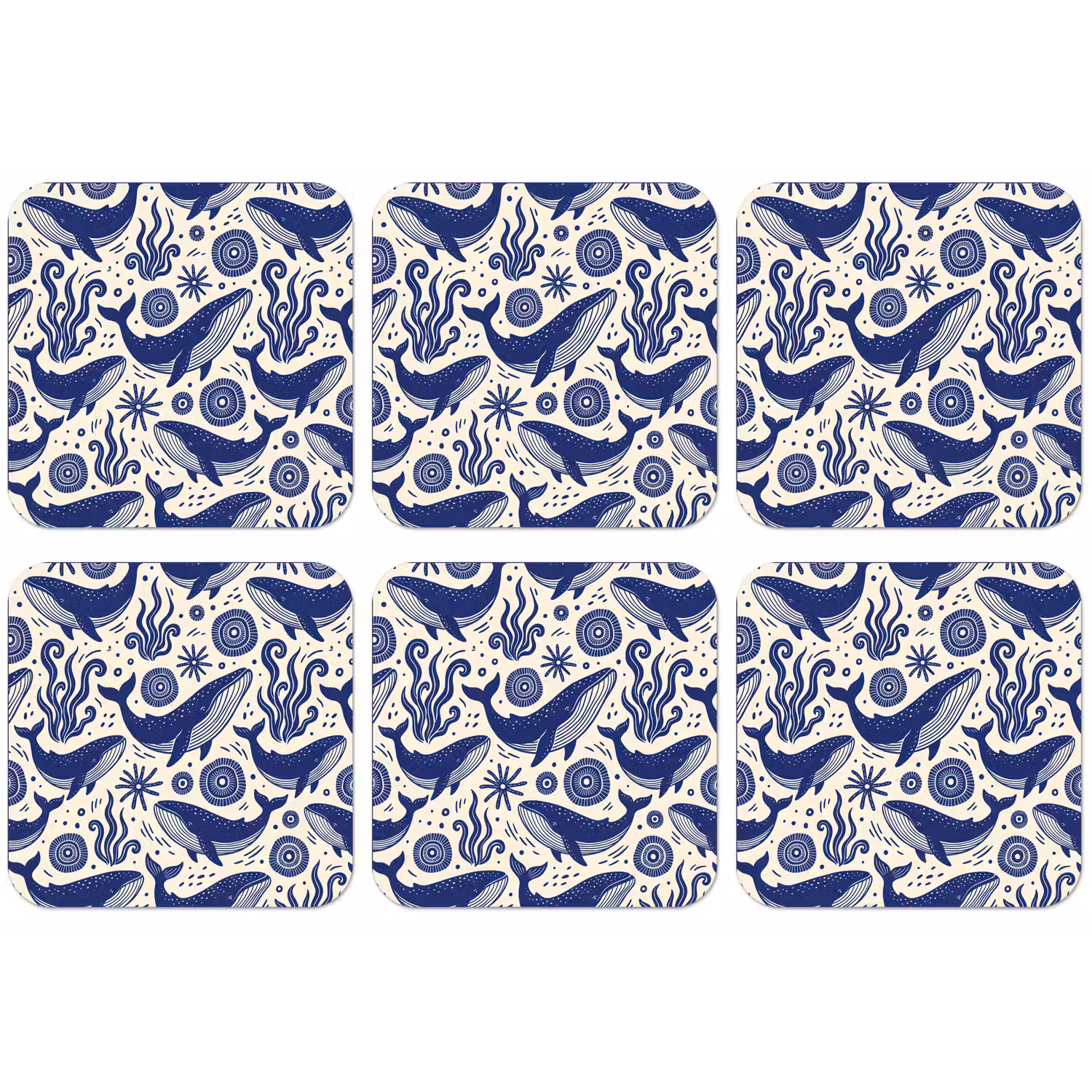 Walvis - Onderwater - Dieren - Abstract - Blauw onderzetter kurk middel -zkaufland3dotto