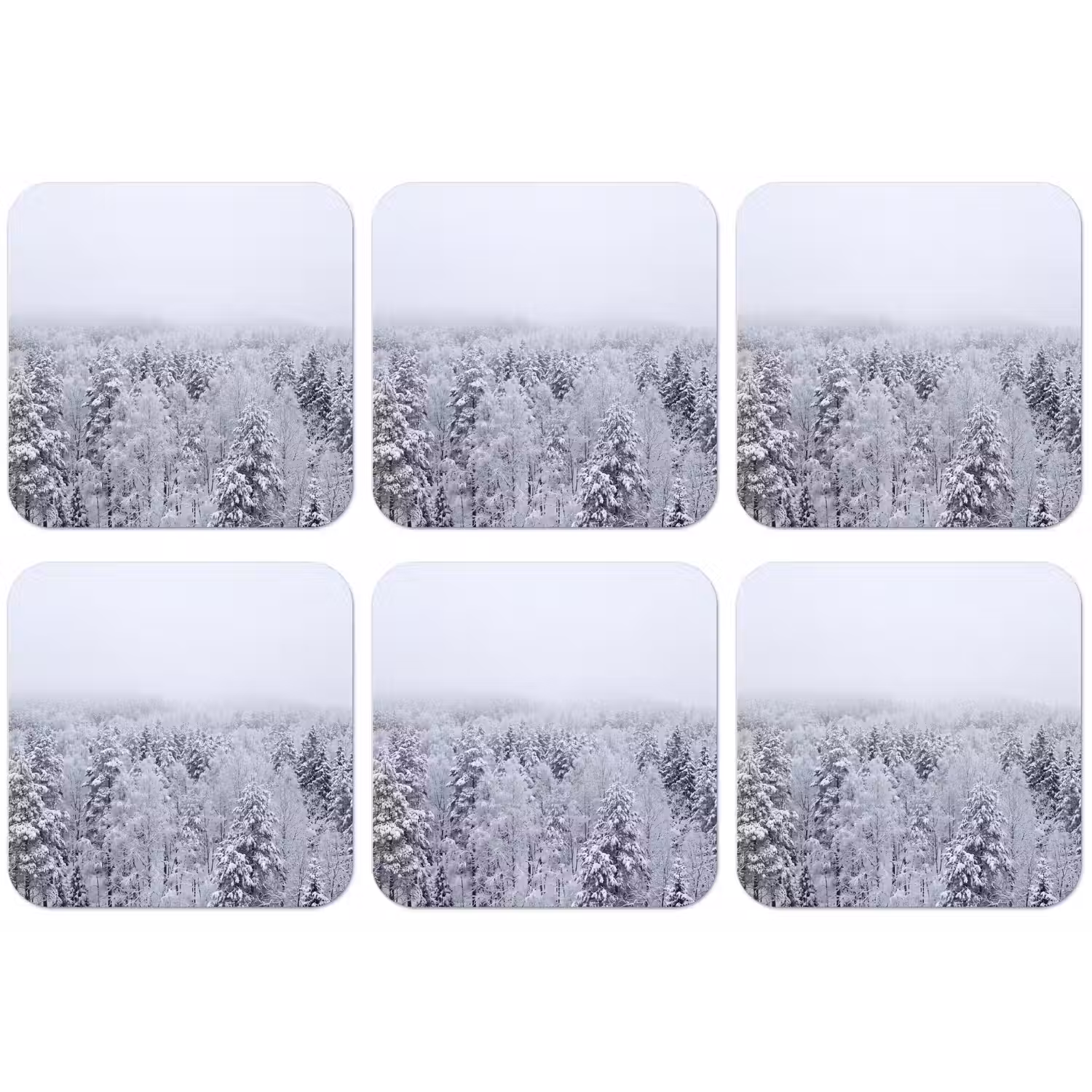 Bos - Sneeuw - Winter - Natuur - Wit onderzetter kurk middel -zkaufland3dotto