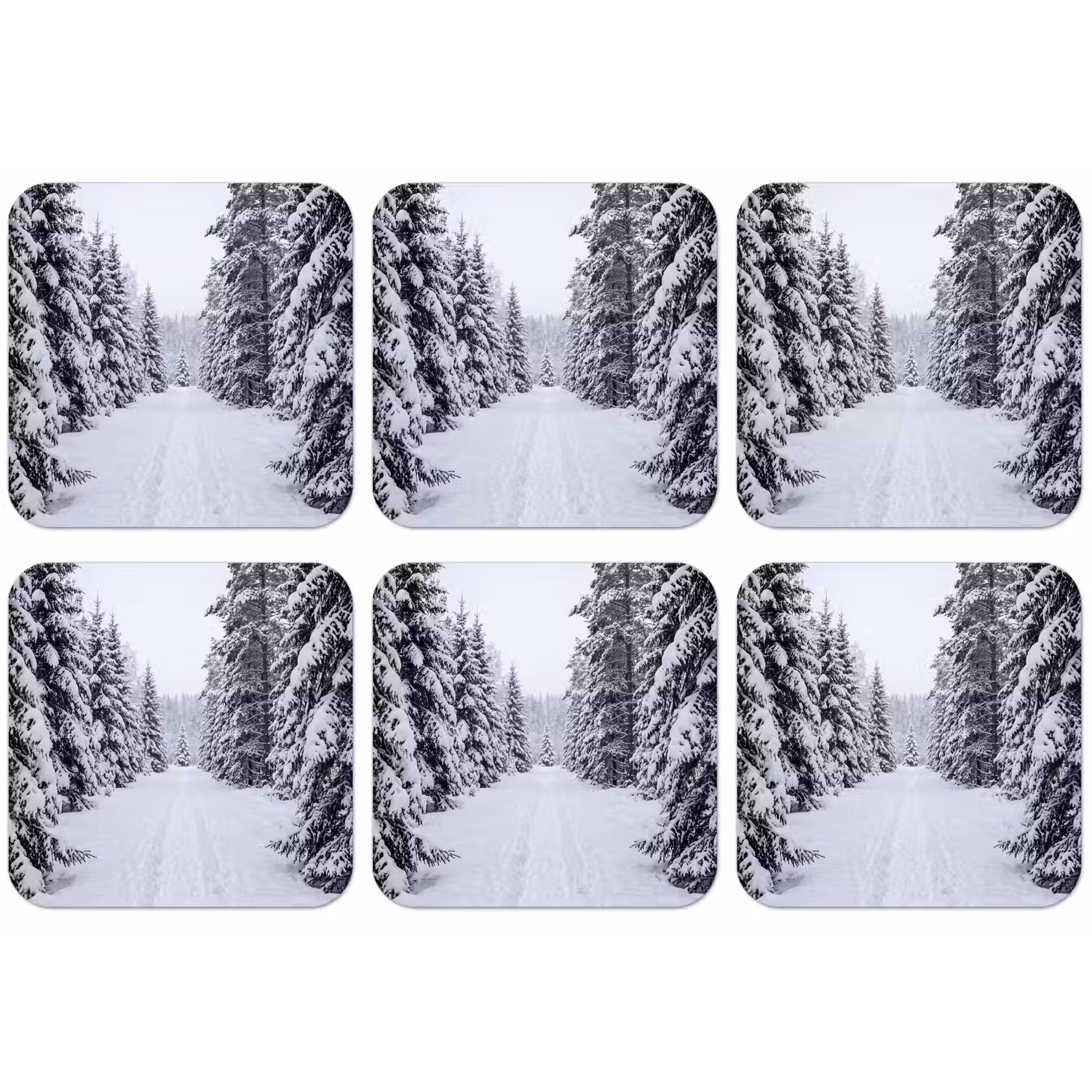 Bos - Winter - Sneeuw - Pad - Natuur onderzetter kurk middel -zkaufland3dotto