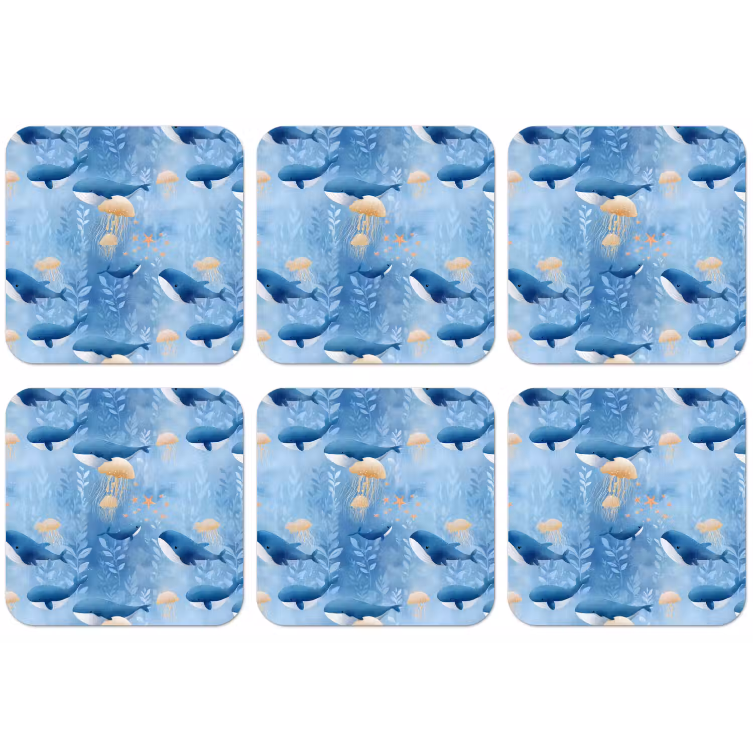 Walvissen - Oceaan - Blauw onderzetter kurk middel 366 -zkaufland3dotto