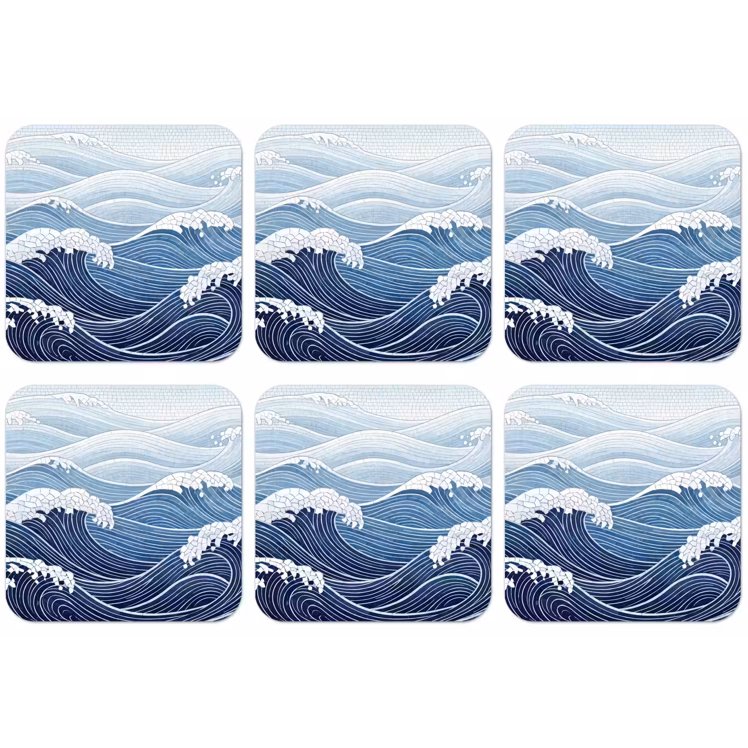 Water - Mozaïek - Landschap - Modern - Blauw onderzetter kurk middel -zkaufland3dotto