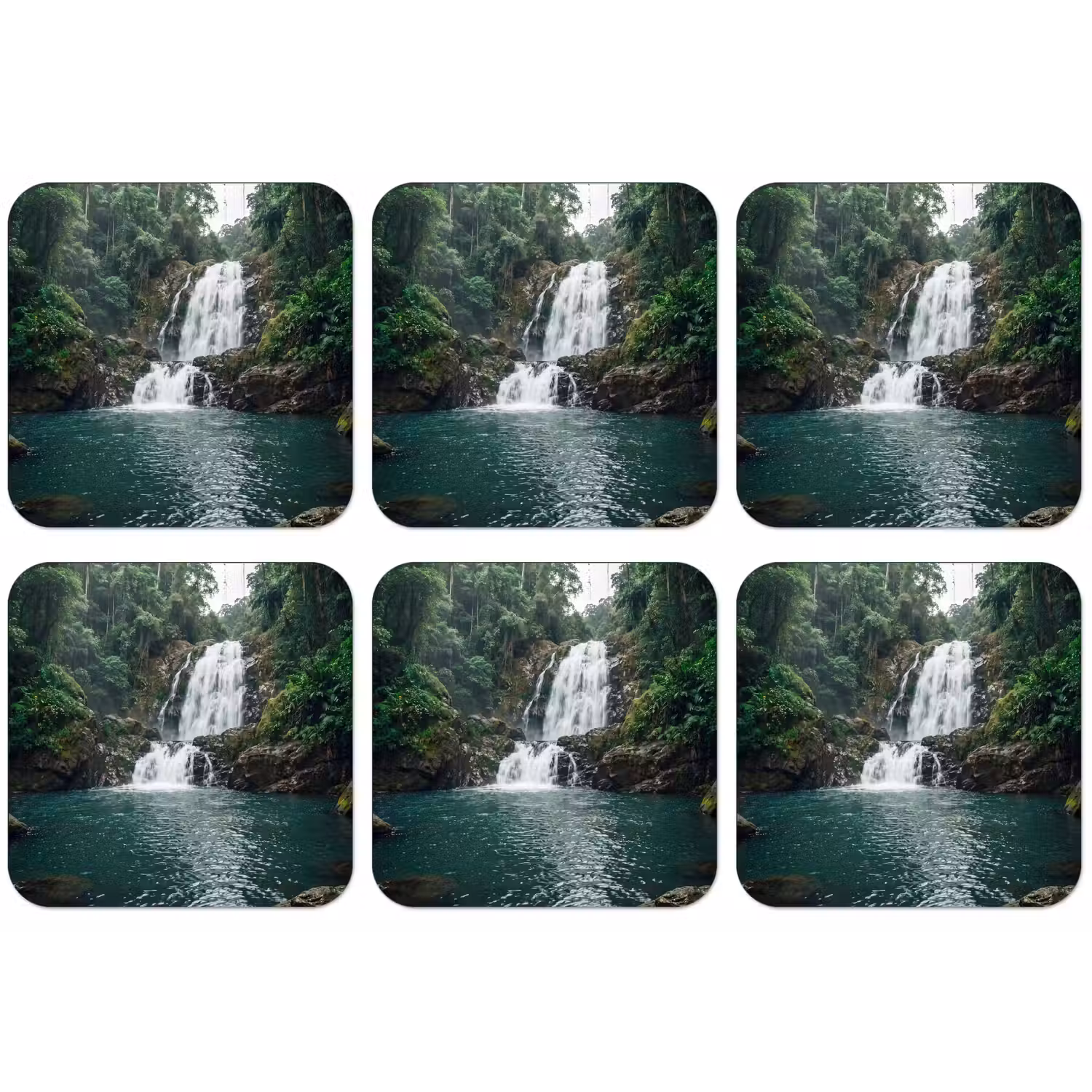 Waterfall - Forest - Nature - Greenkhgyguyg onderzetter kurk middel -zkaufland3dotto