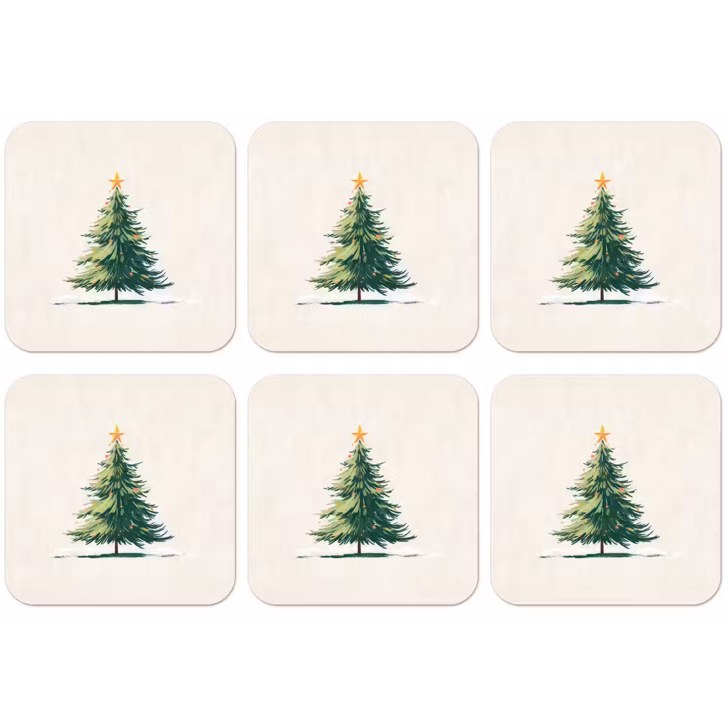 Kerstboom - Illustratie - Ster - Sneeuw onderzetter kurk middel -zkaufland3dotto