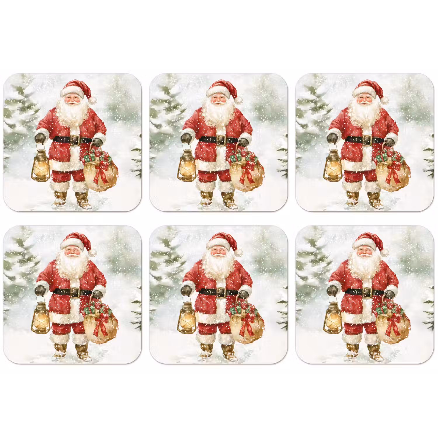 Kerstman- Winter - Sneeuw - Wit - Rood onderzetter kurk middel -zkaufland3dotto