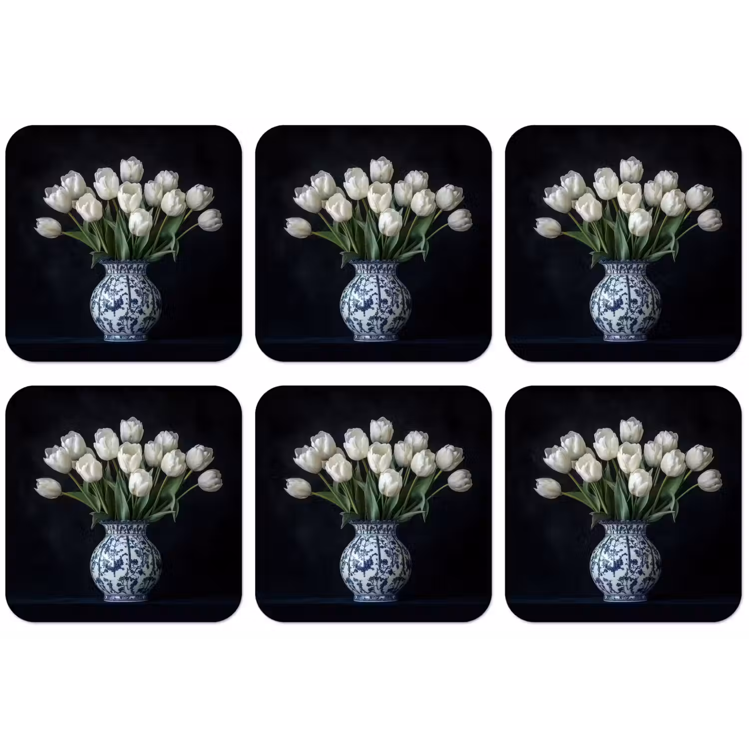 Wit - Bloemen - Tulpen - Vaas onderzetter kurk middel -zkaufland3dotto