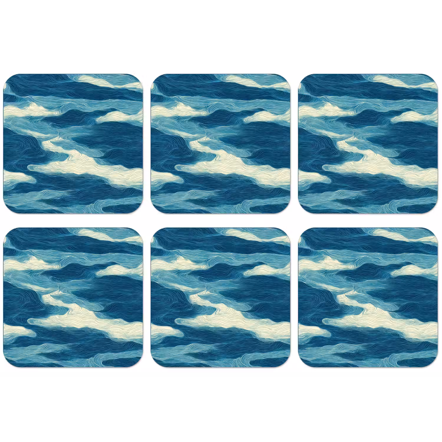 Golven - Abstract - Patroon - Blauw - Wit onderzetter kurk middel 366 -zkaufland3dotto