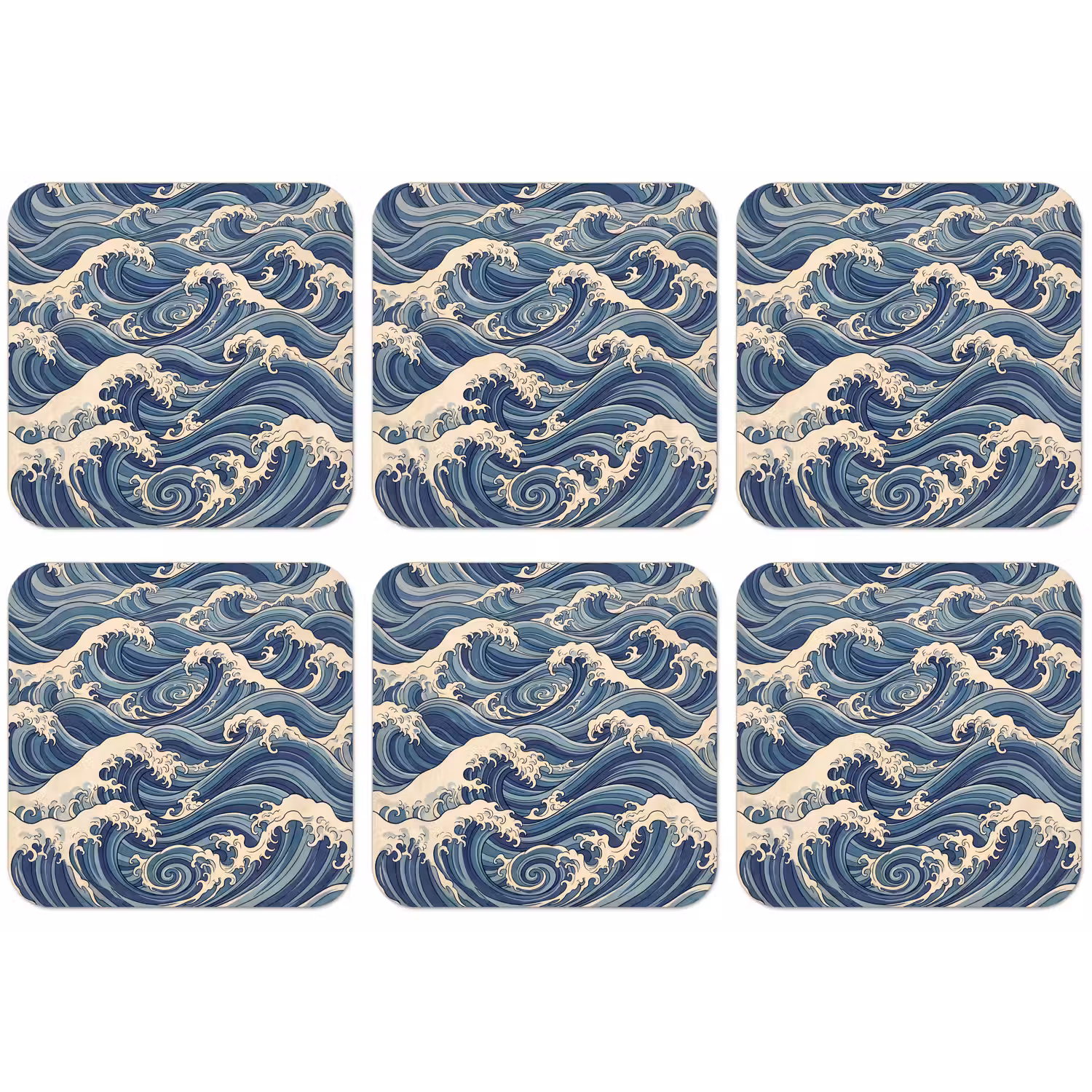 Golven - Zee - Natuur - Abstract - Blauw onderzetter kurk middel -zkaufland3dotto