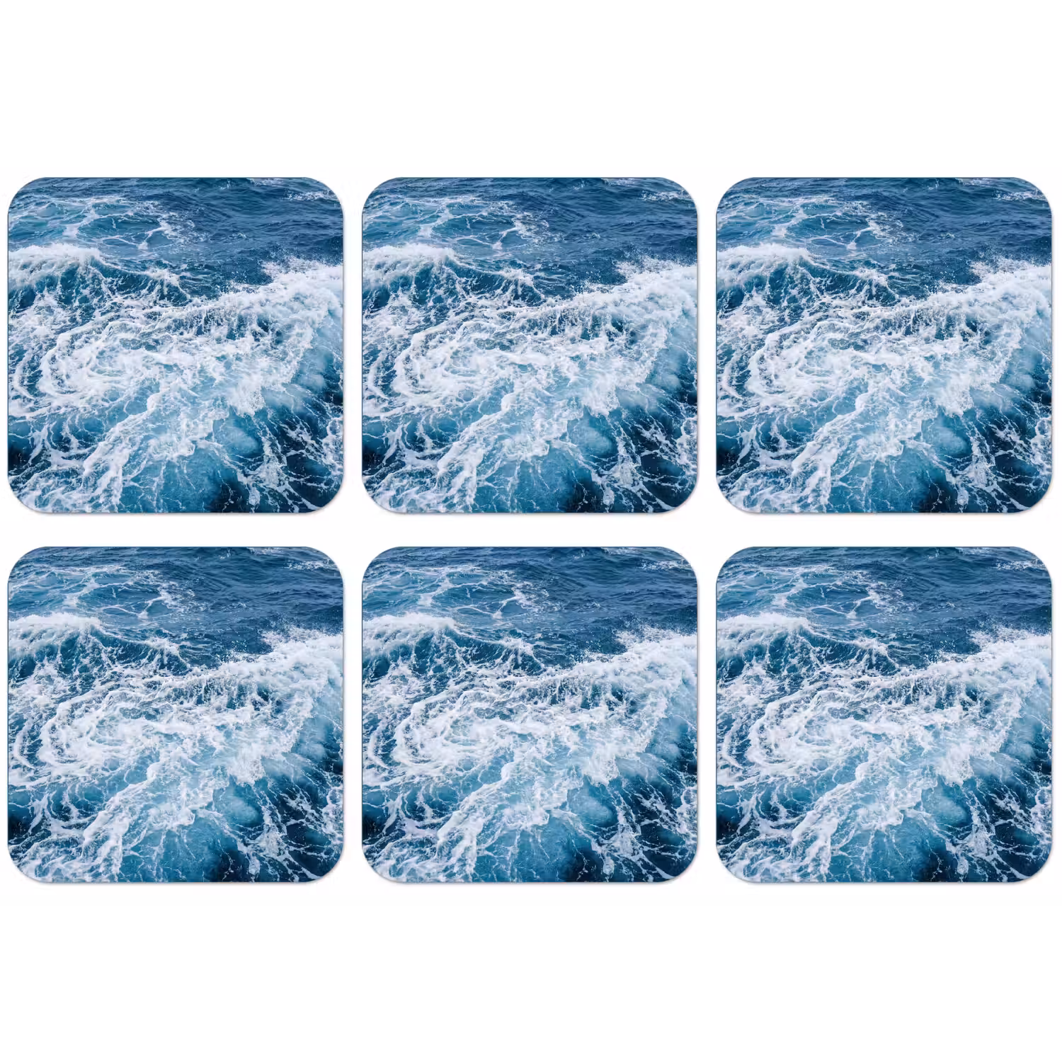 Golven - Oceaan - Blauw onderzetter kurk middel -zkaufland3dotto